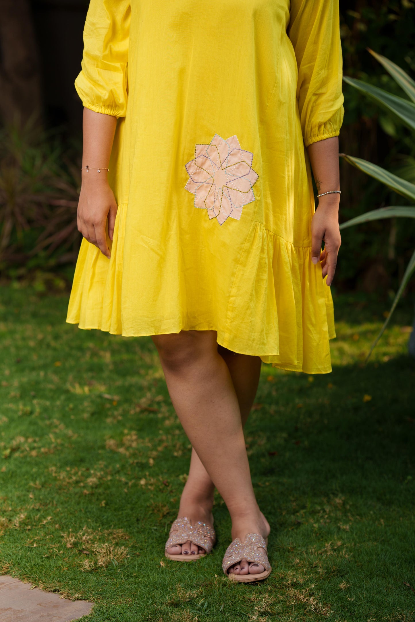 Vibrant Yellow Mulmul Dress