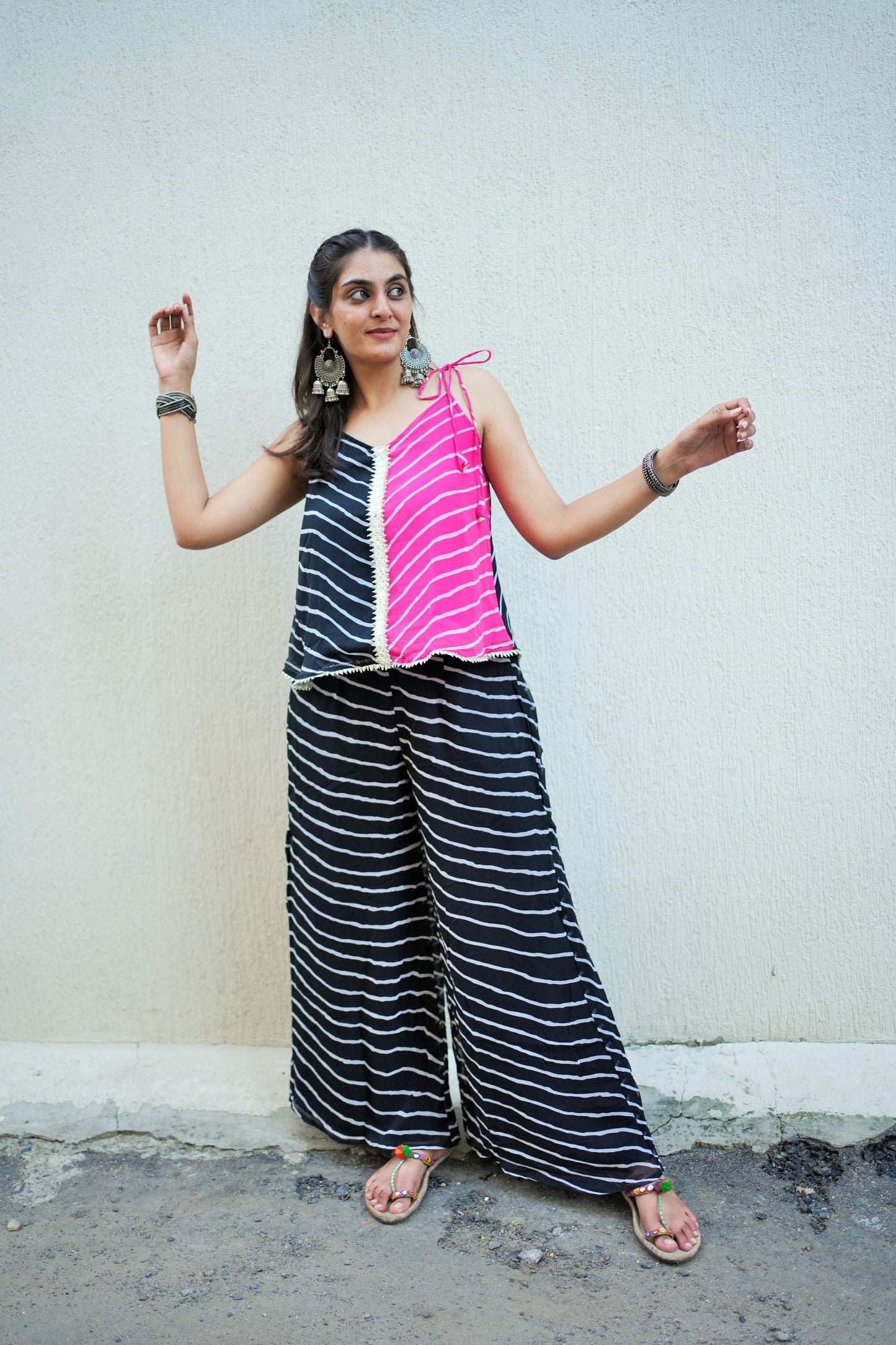 Gulabi Leheriya Co ord Set