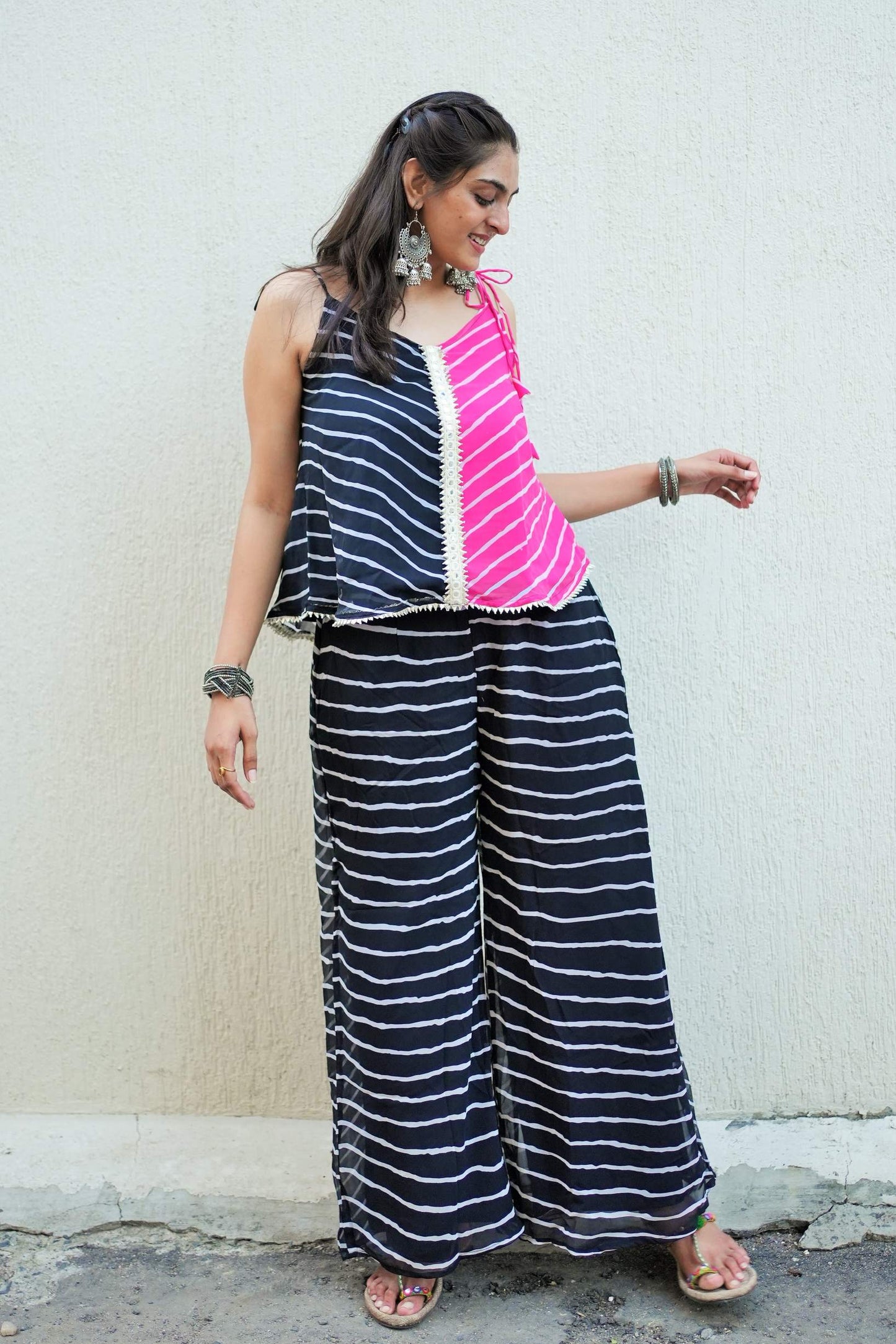 Gulabi Leheriya Co ord Set