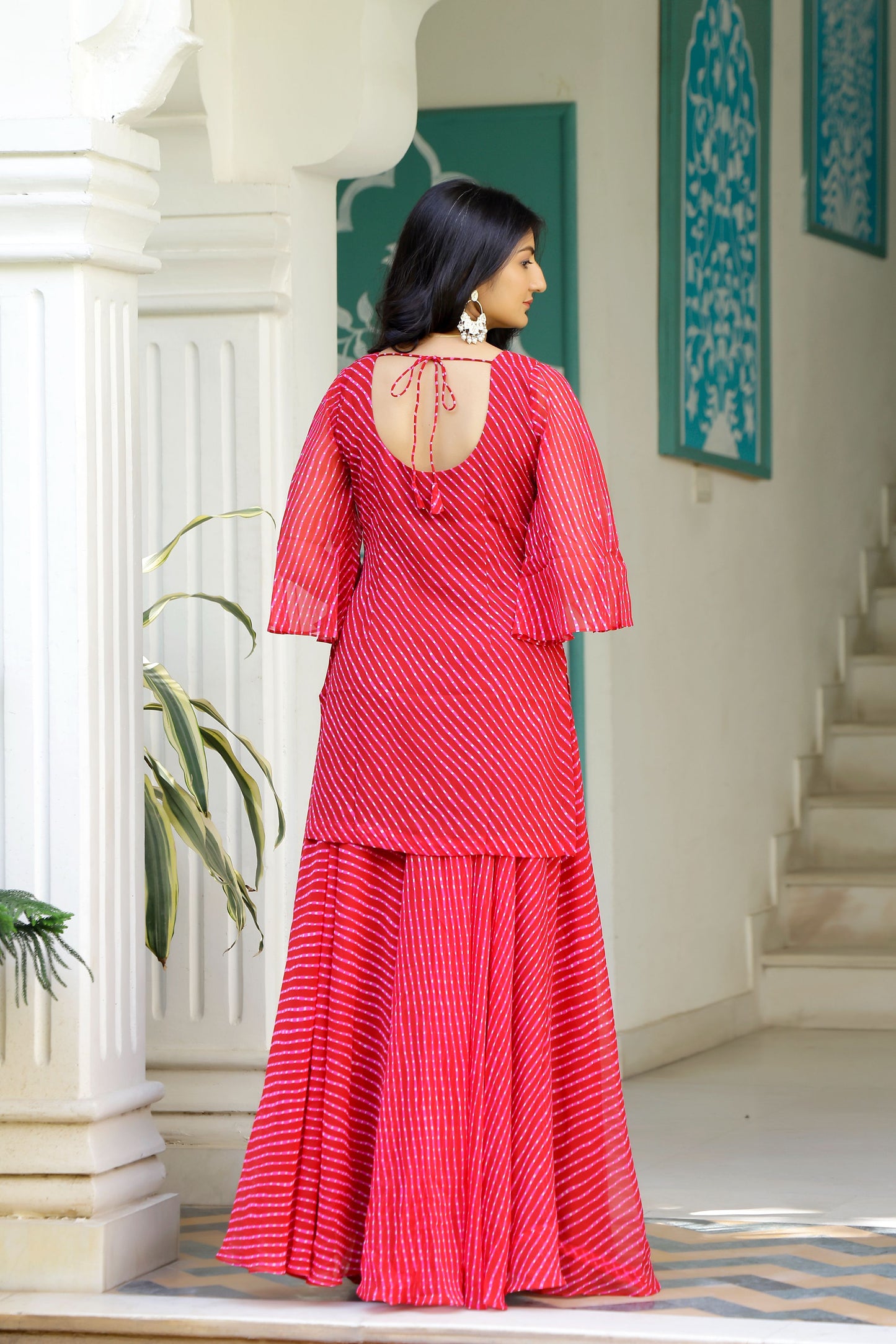 Rose Leheriya Kurta Set
