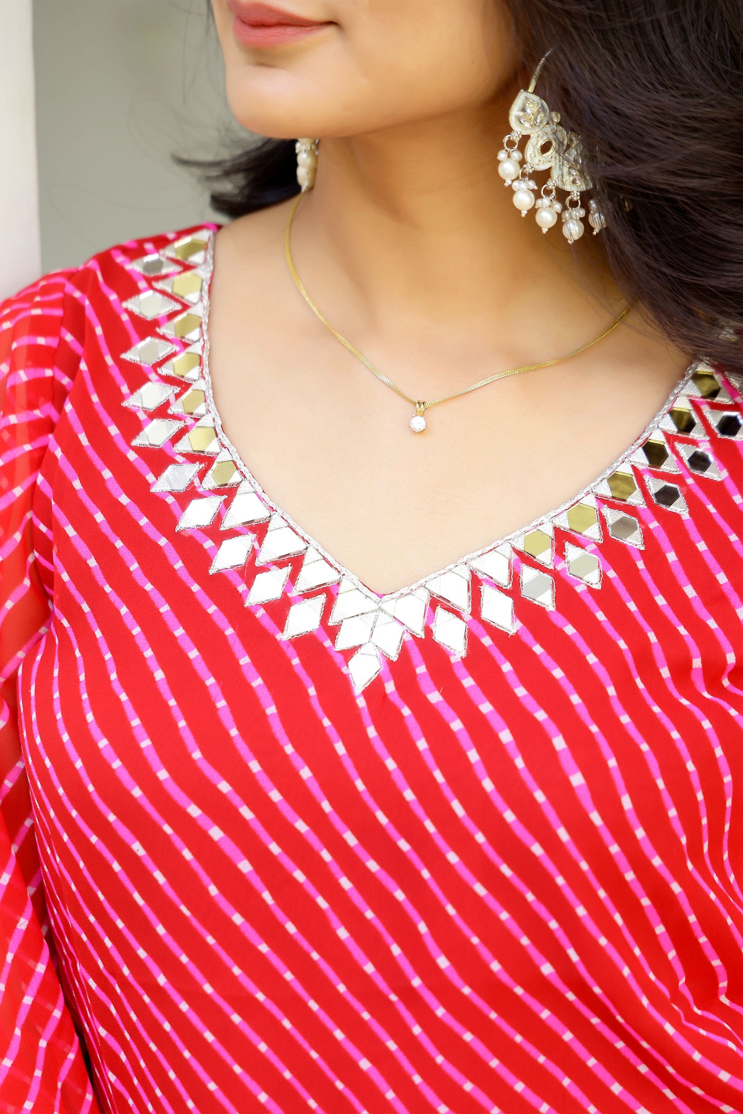 Rose Leheriya Kurta Set