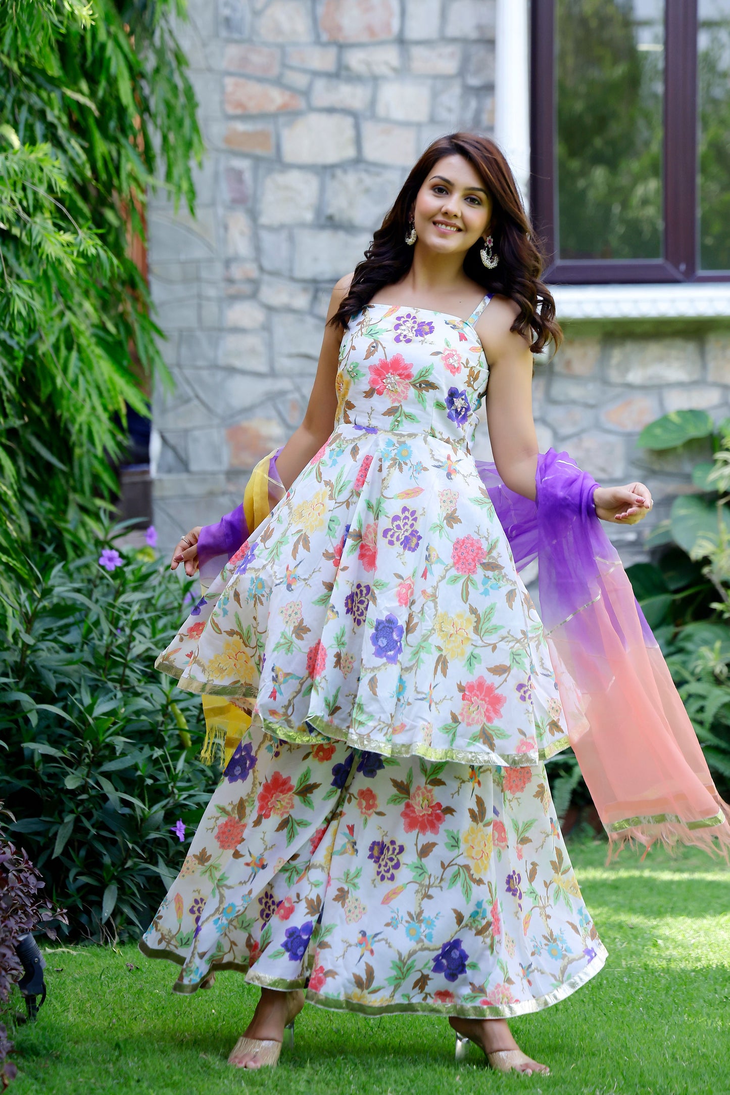 Dreamy Floral Mirror work Suit Set