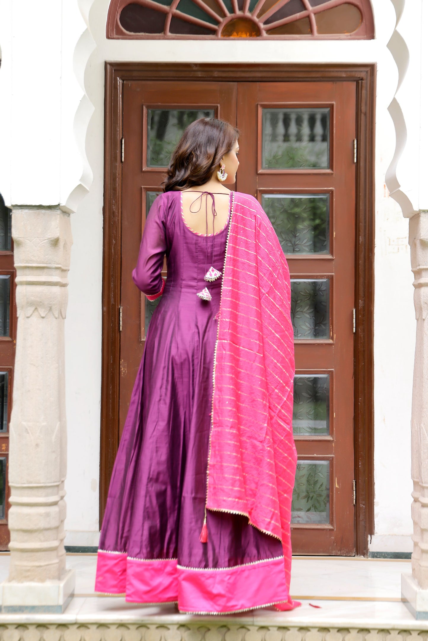 Purple embellished Kurta Set