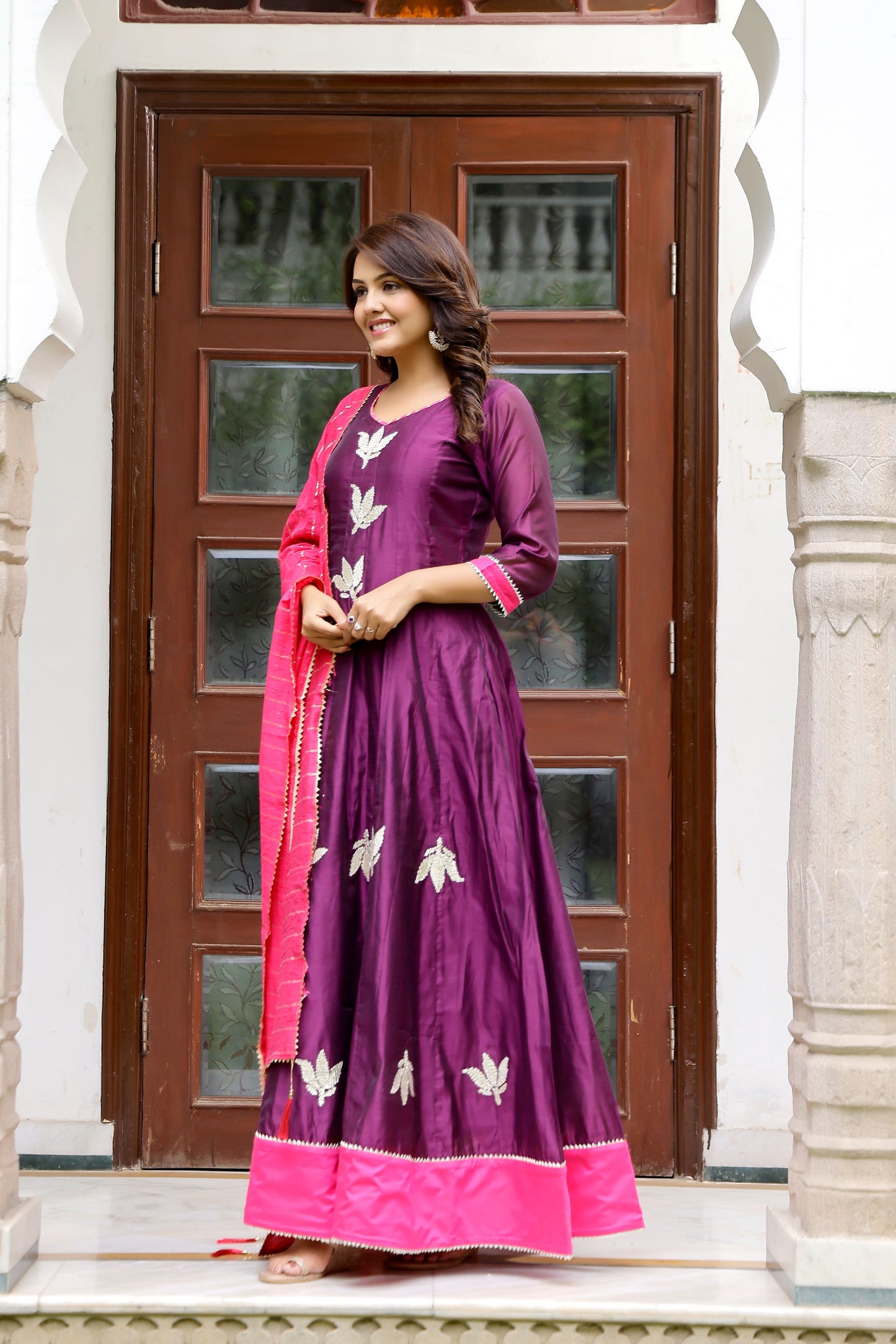 Purple embellished Kurta Set