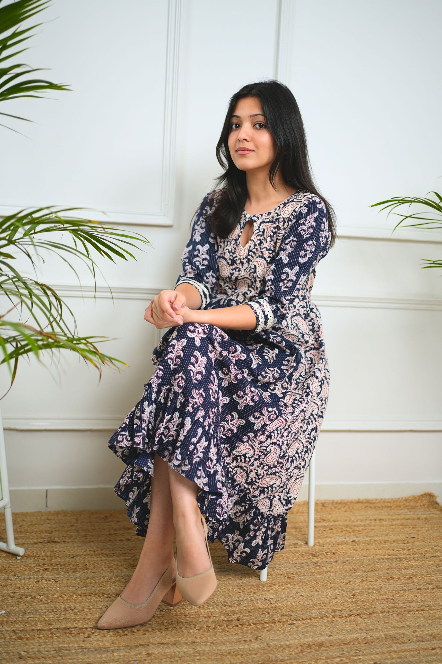 Navy Blue Midi Dress