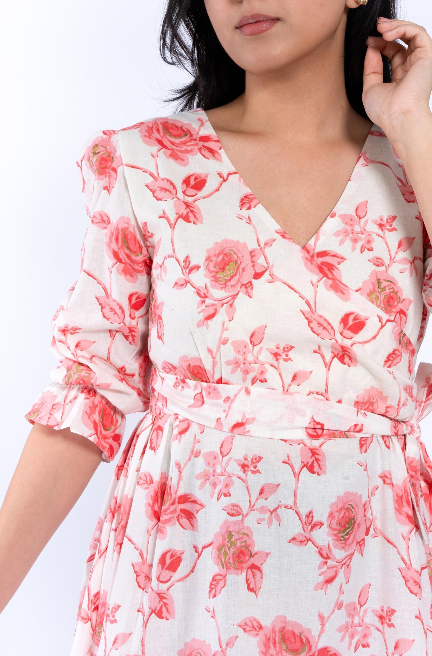 White Pink Floral Dress