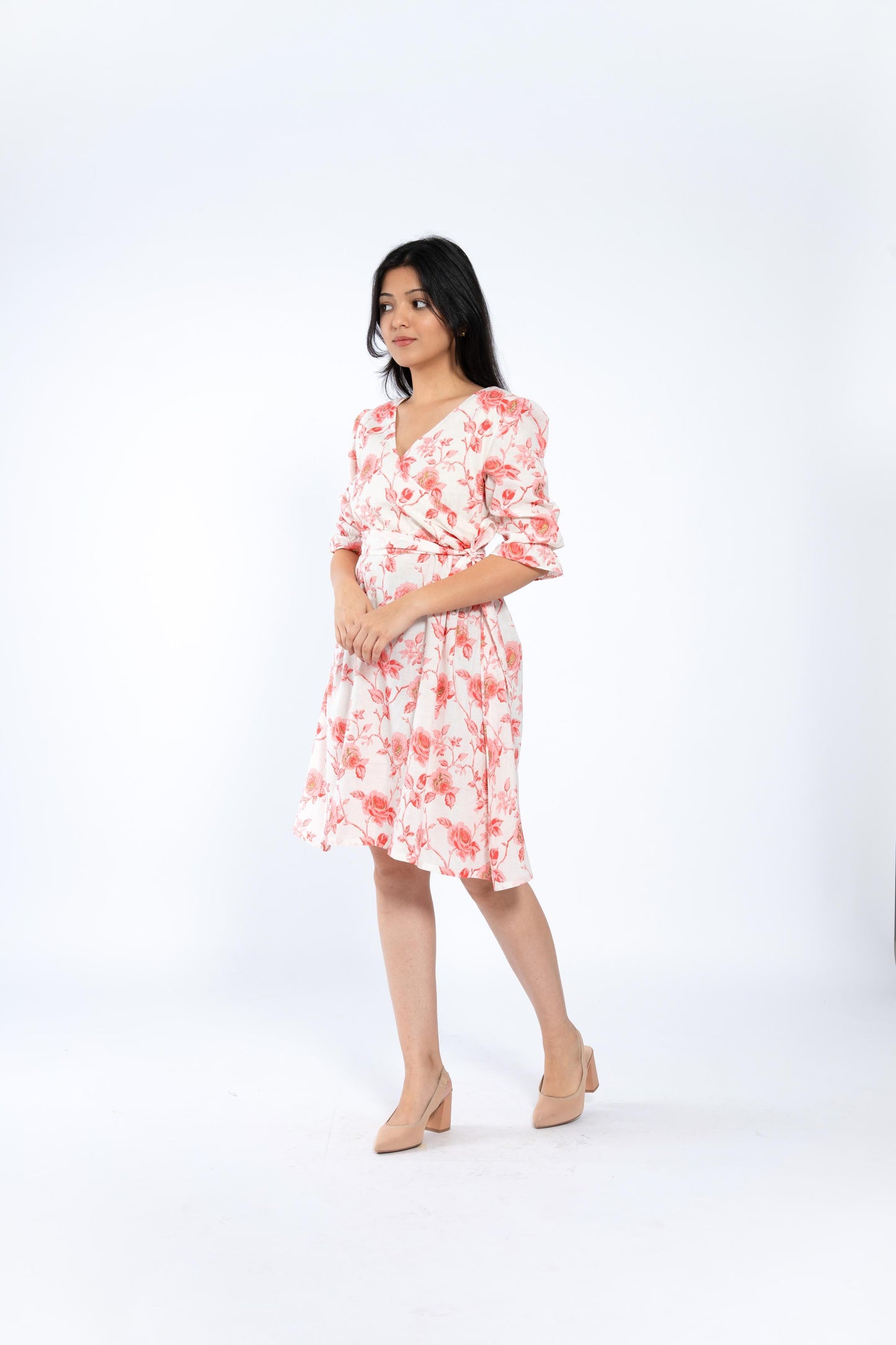 White Pink Floral Dress