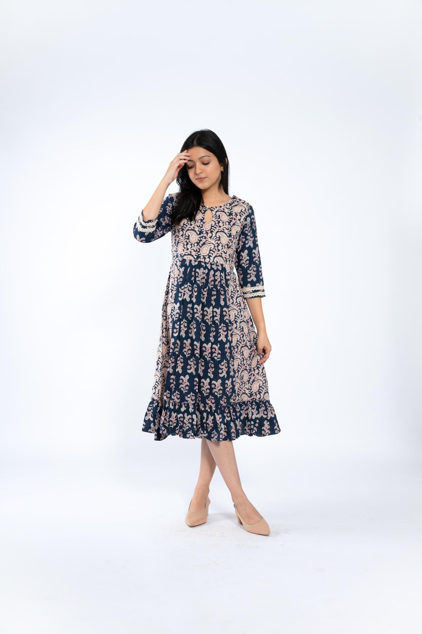 Navy Blue Midi Dress