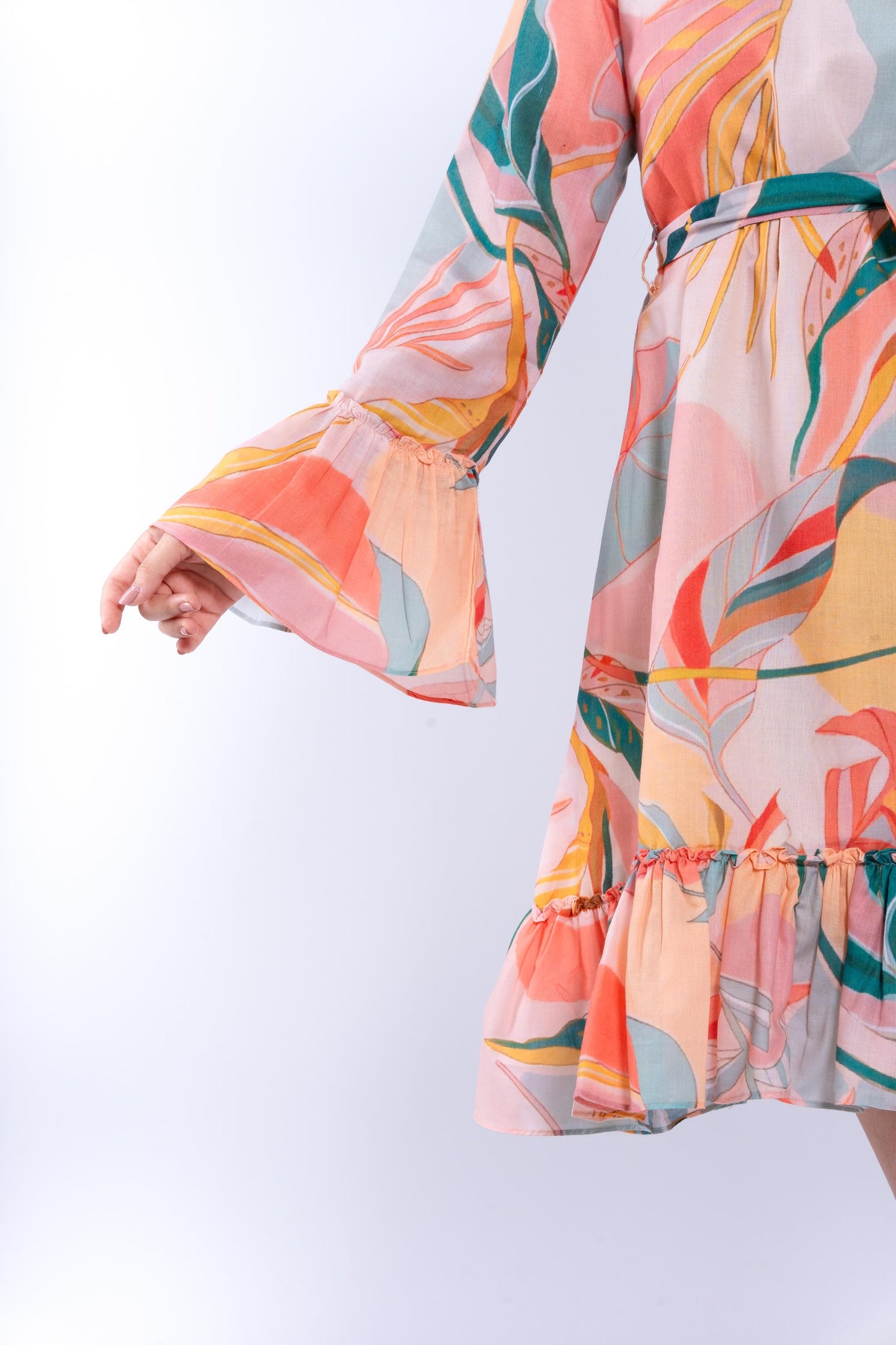 Peach Floral Midi Dress