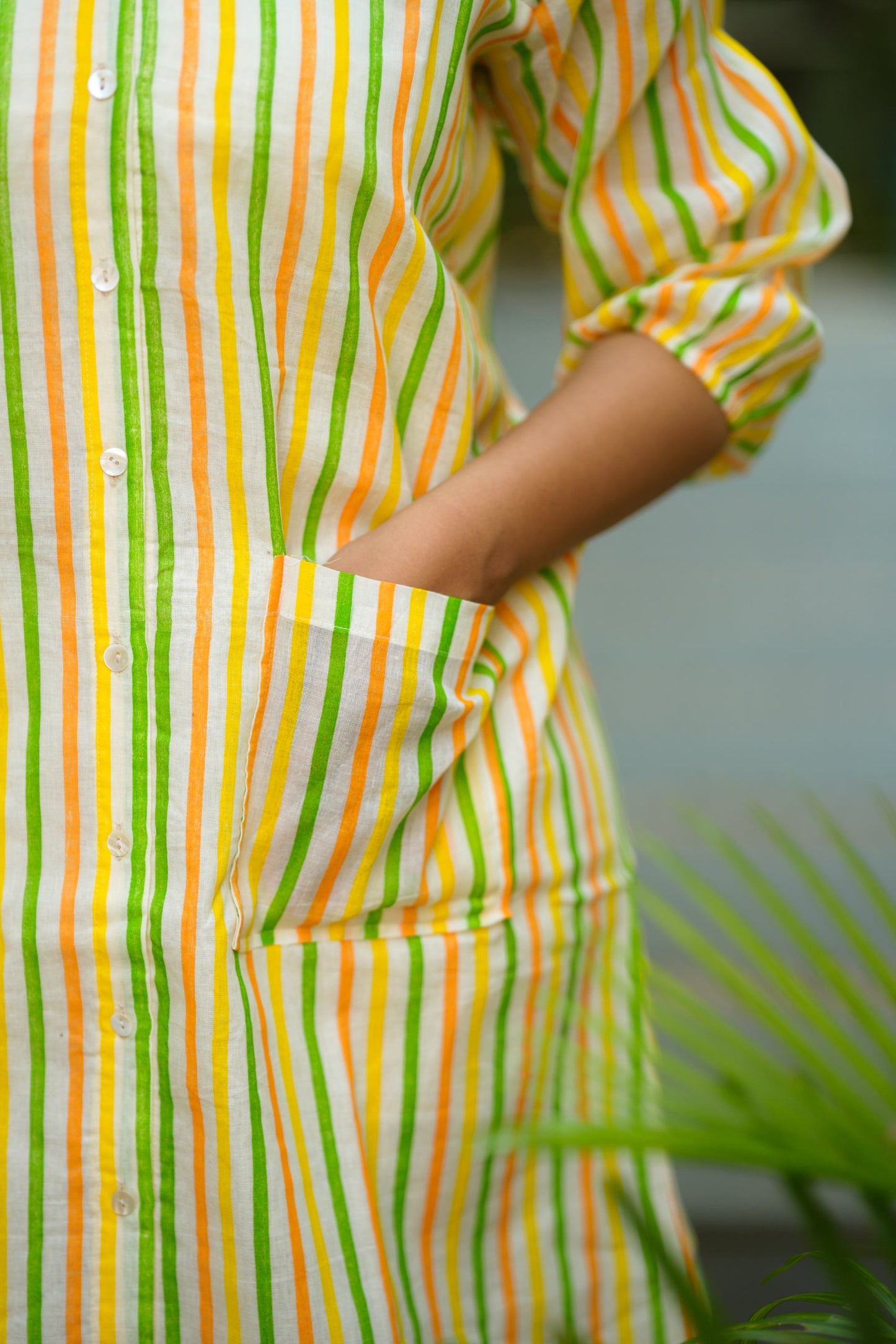 Trio Stripe Double Pocket Shirt Dress