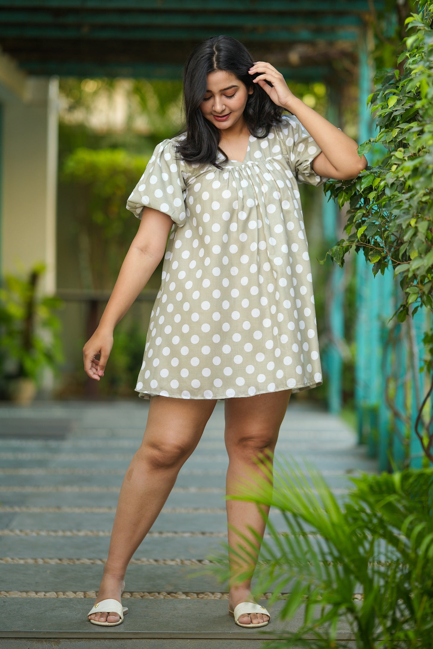 Pastel Green Polka Dress