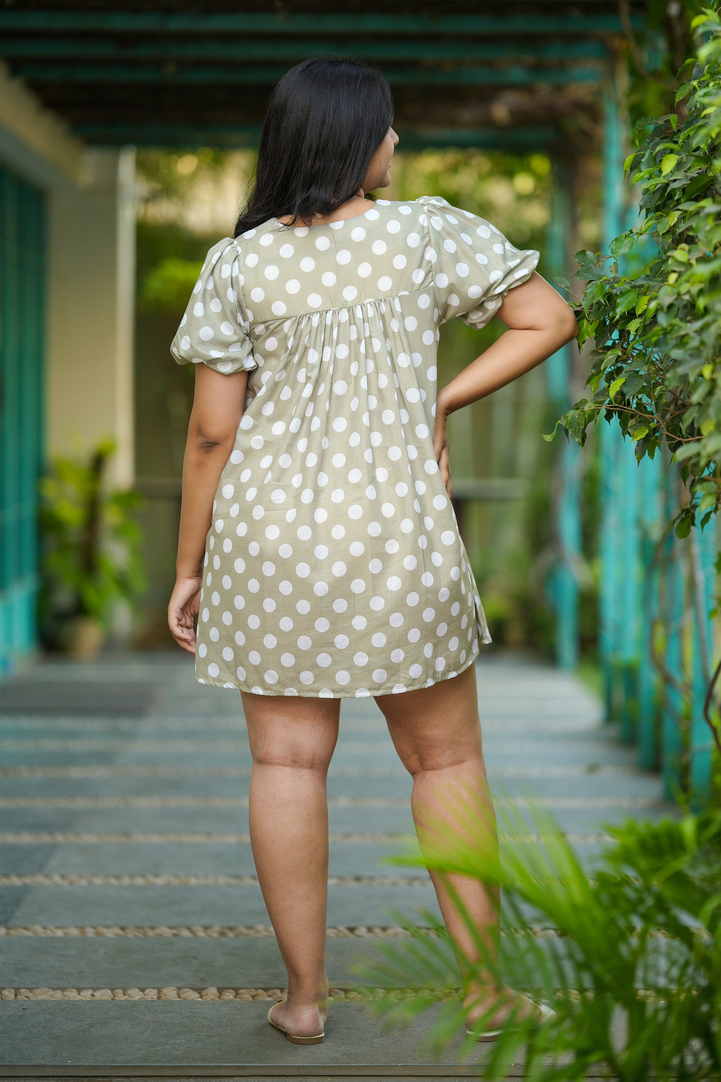 Pastel Green Polka Dress