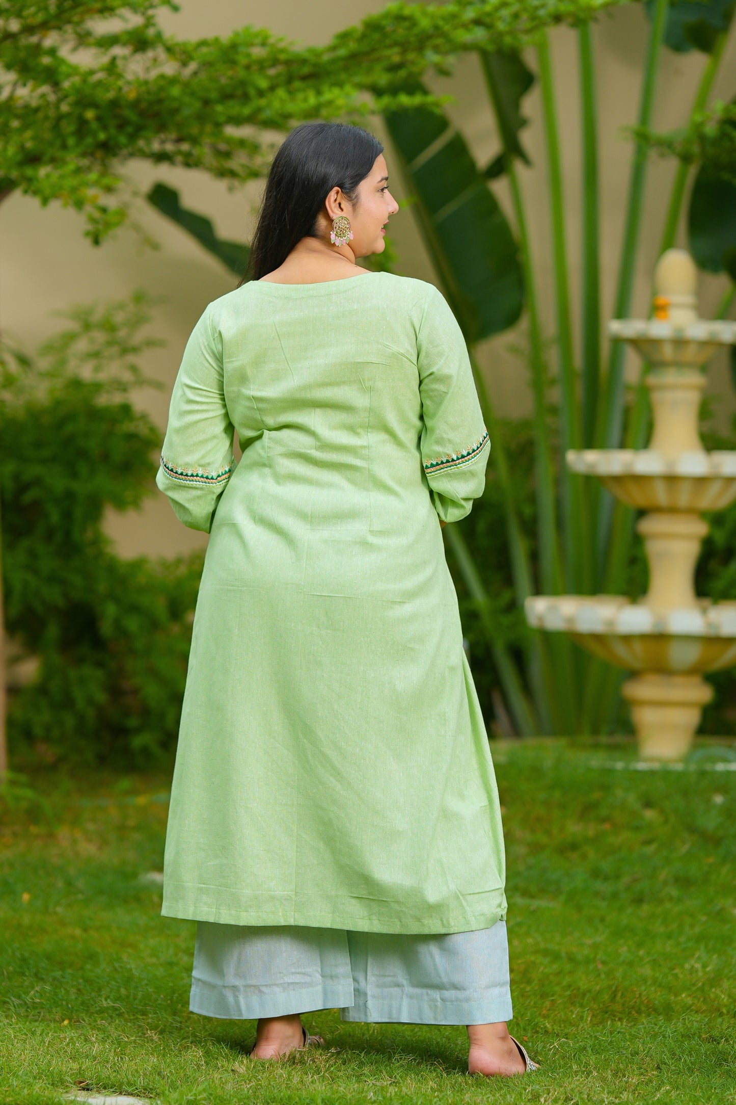 Green Lotus Cotton Suit Set