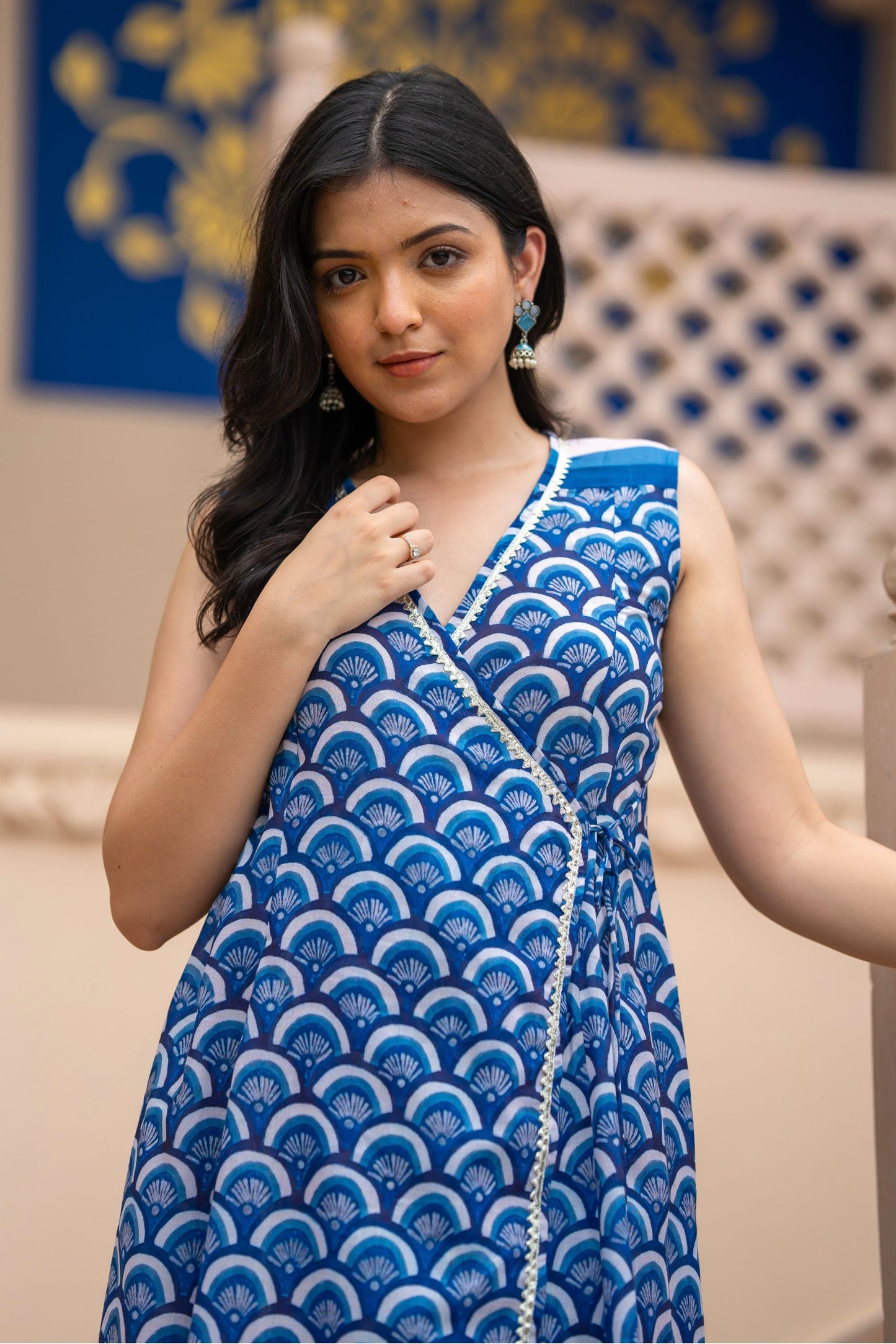 Indigo Shell Angarakha Kurta Set