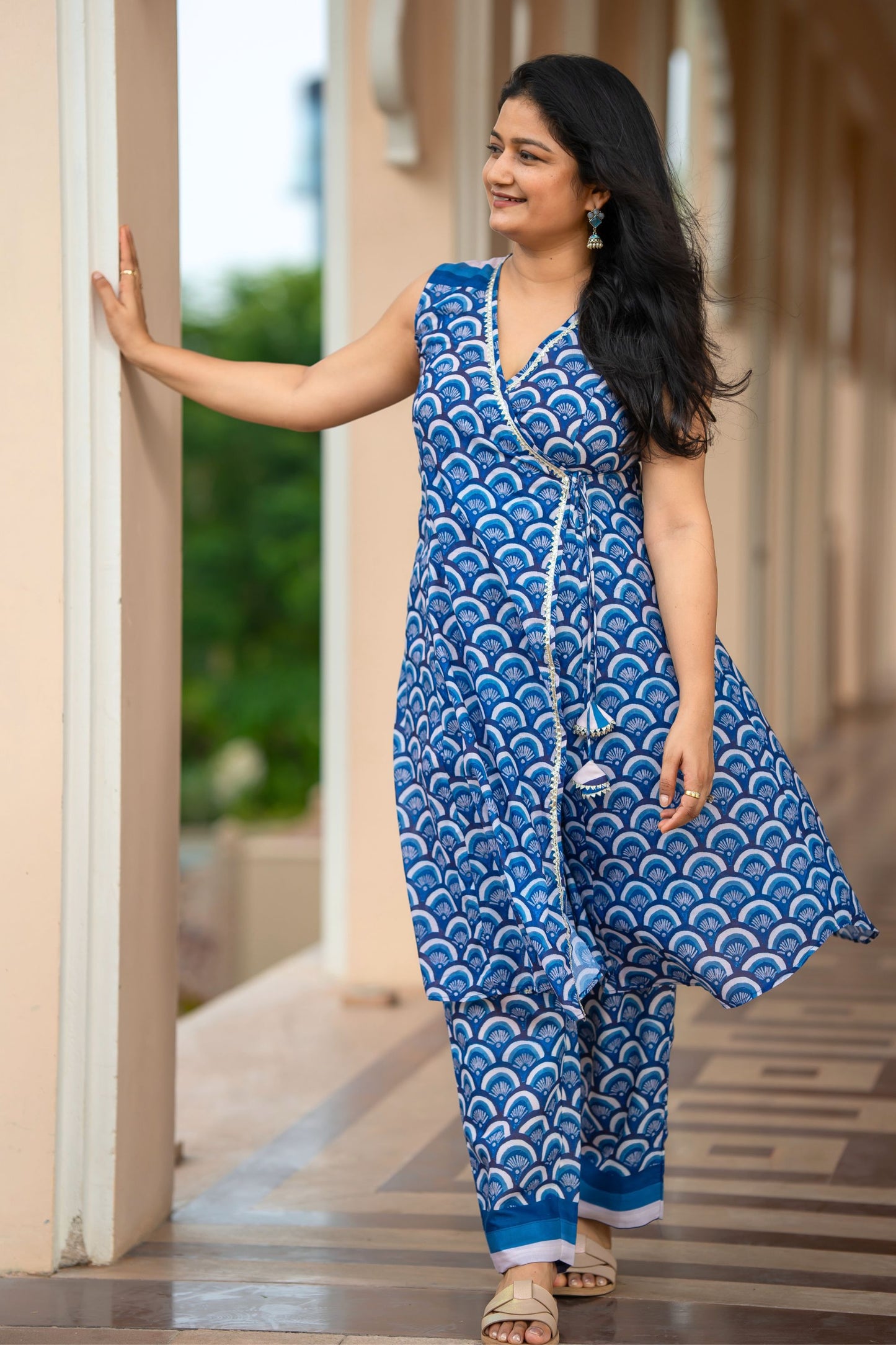 Indigo Shell Angarakha Kurta Set