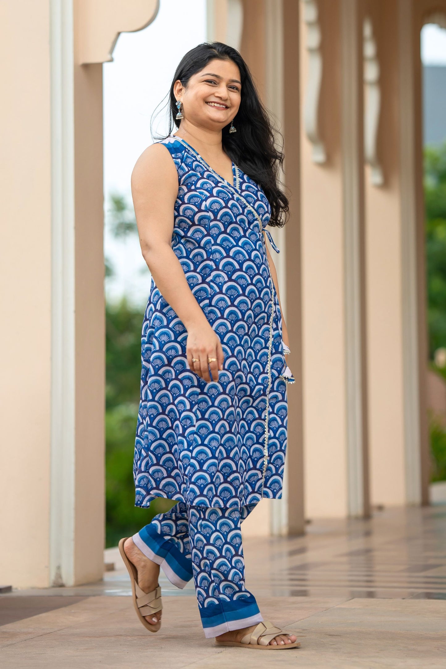 Indigo Shell Angarakha Kurta Set