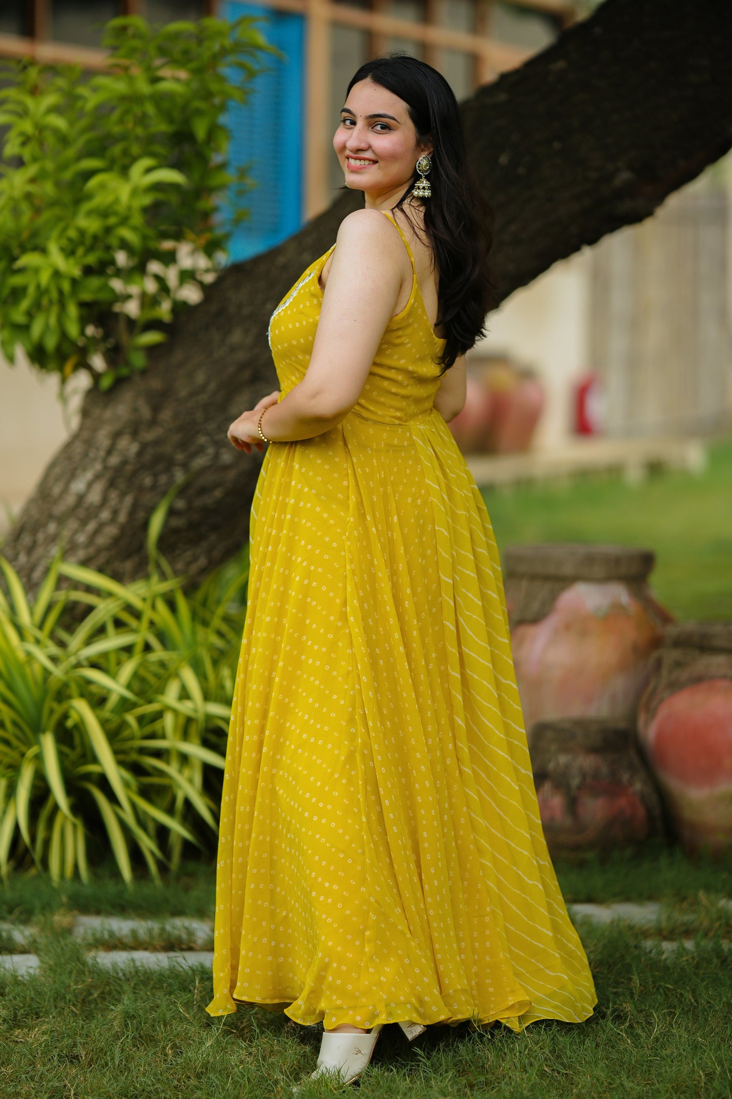 Light Green Leheriya Long Dress