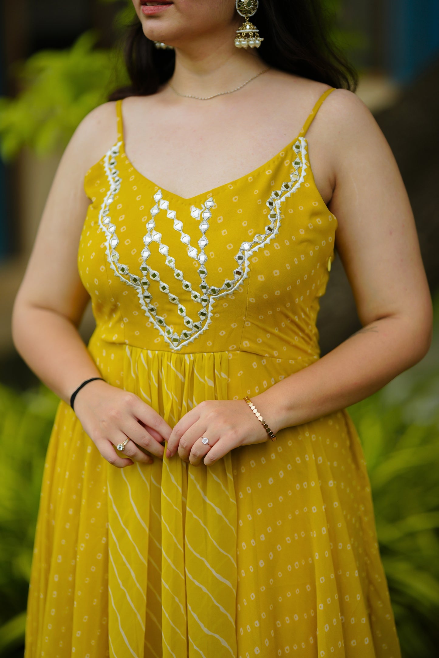 Light Green Leheriya Long Dress