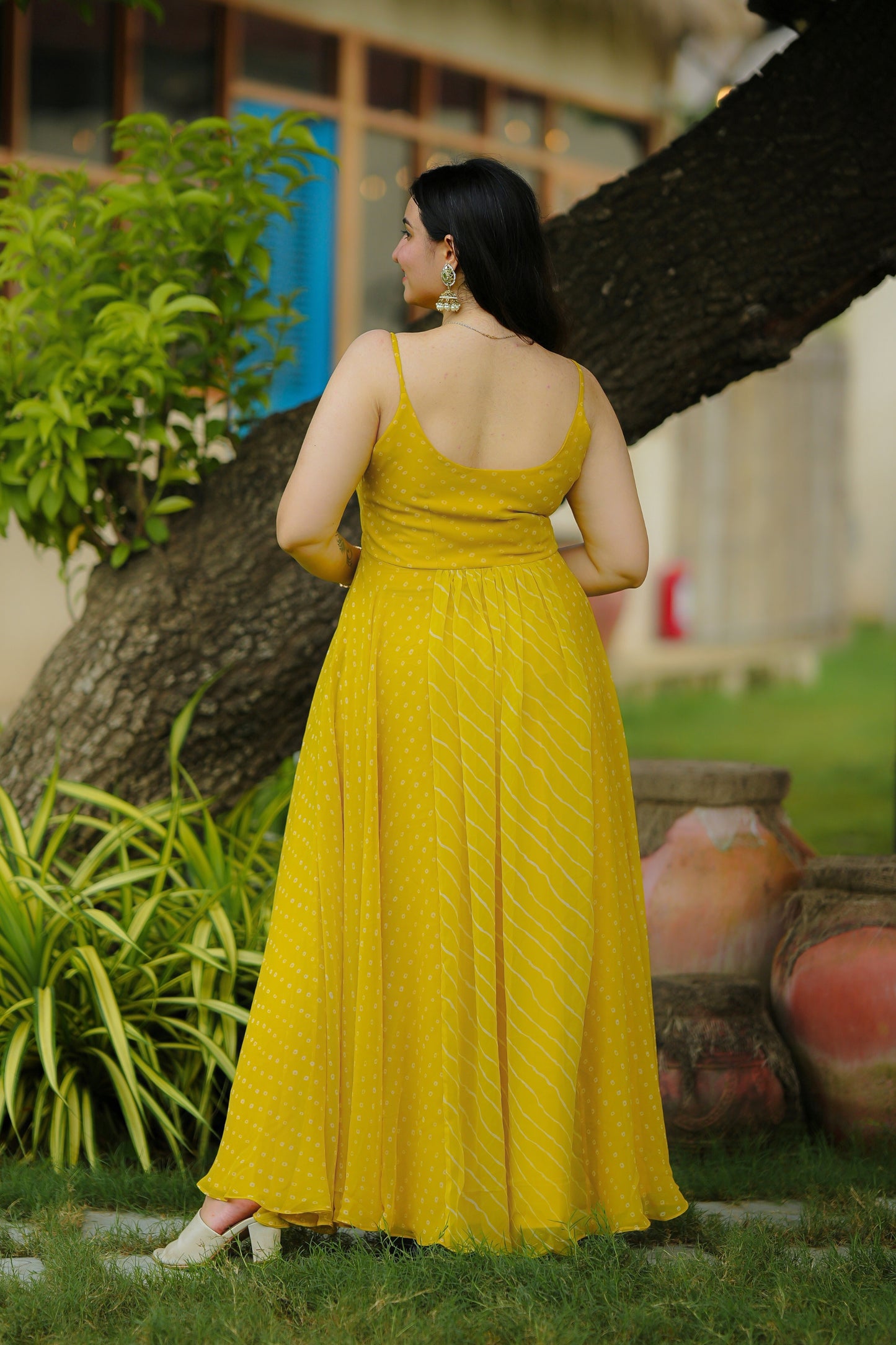 Light Green Leheriya Long Dress