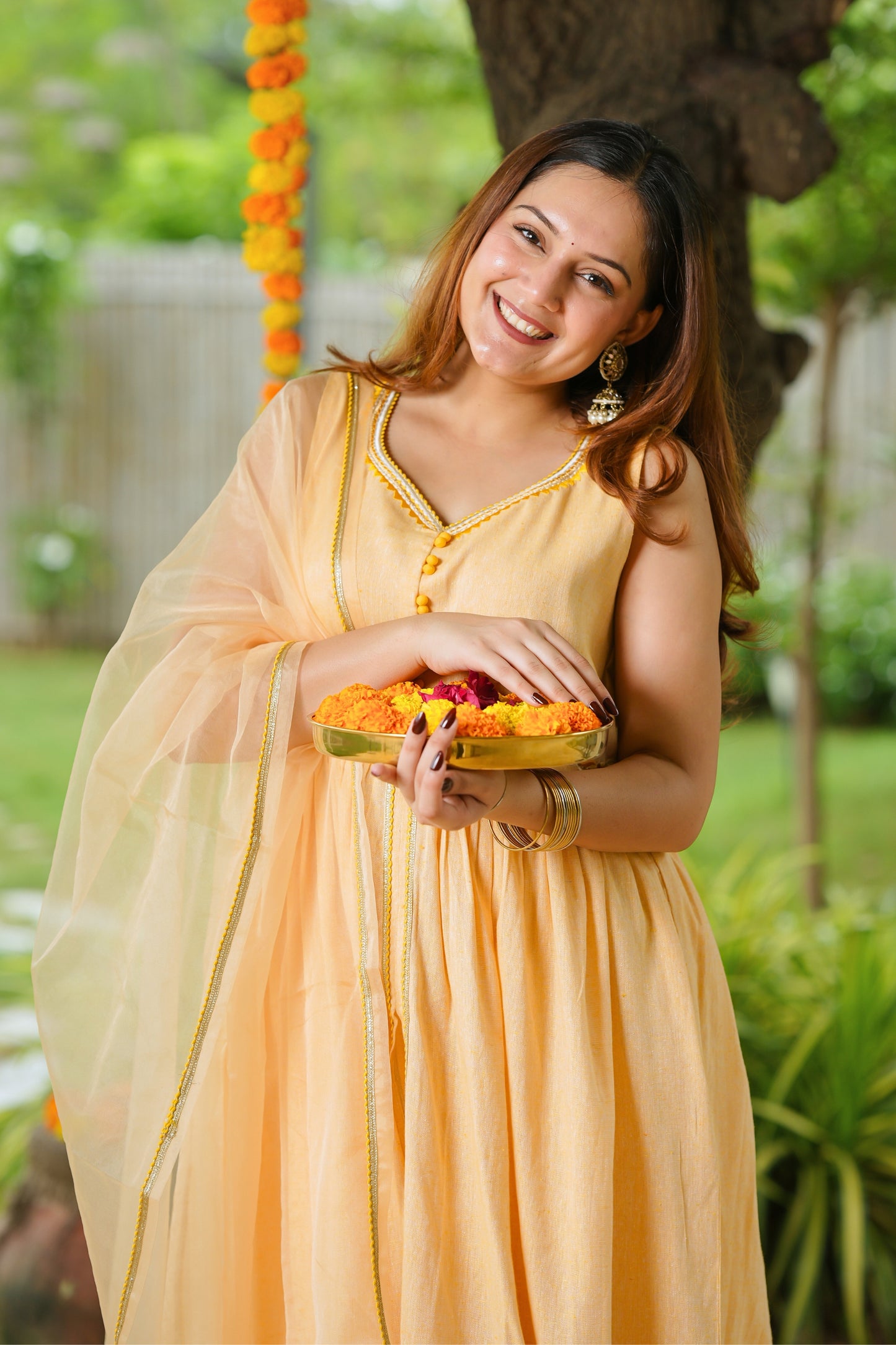 Mango Yellow Cotton Suit Set