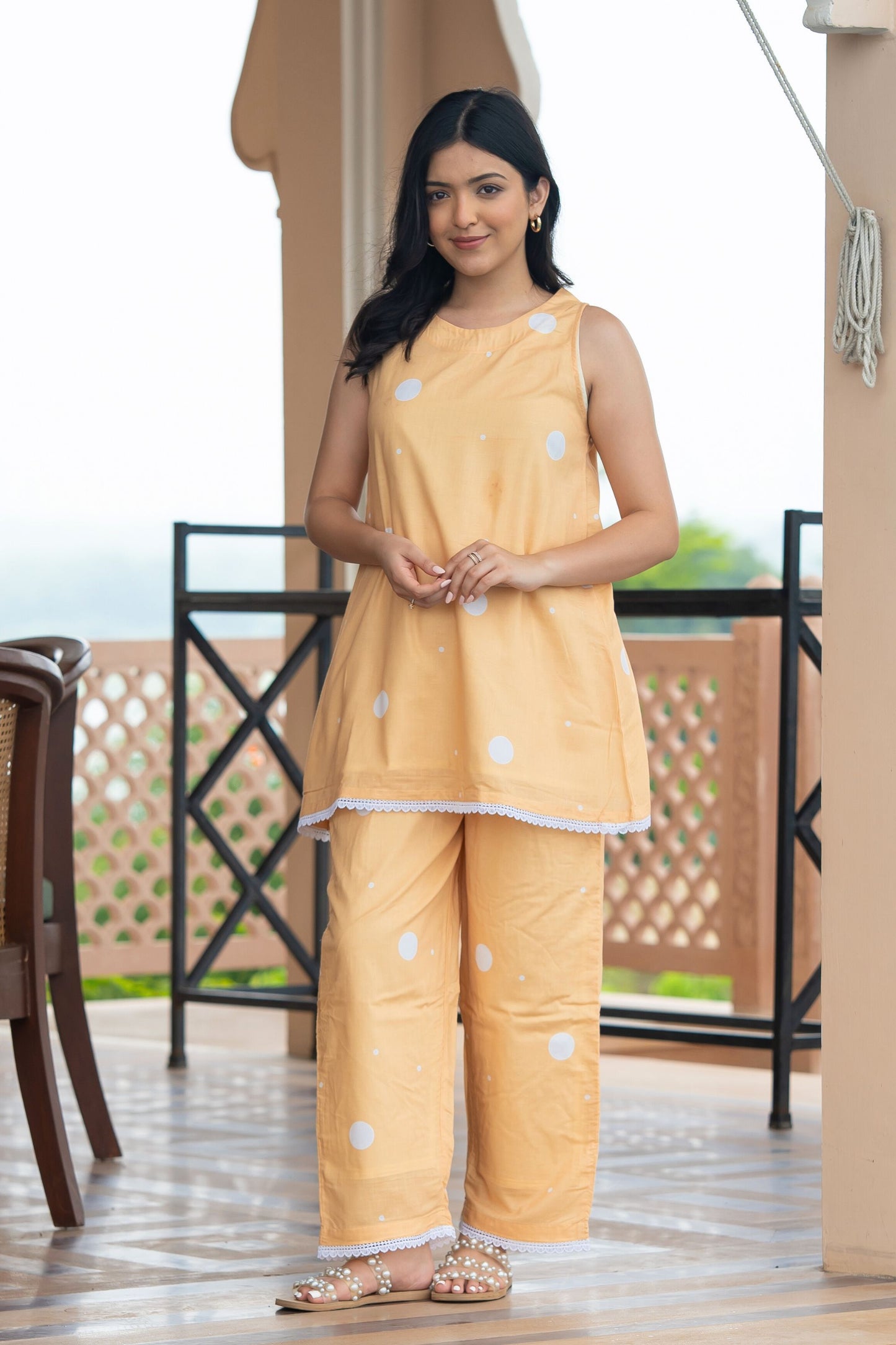 Melon Polka Kurta Set