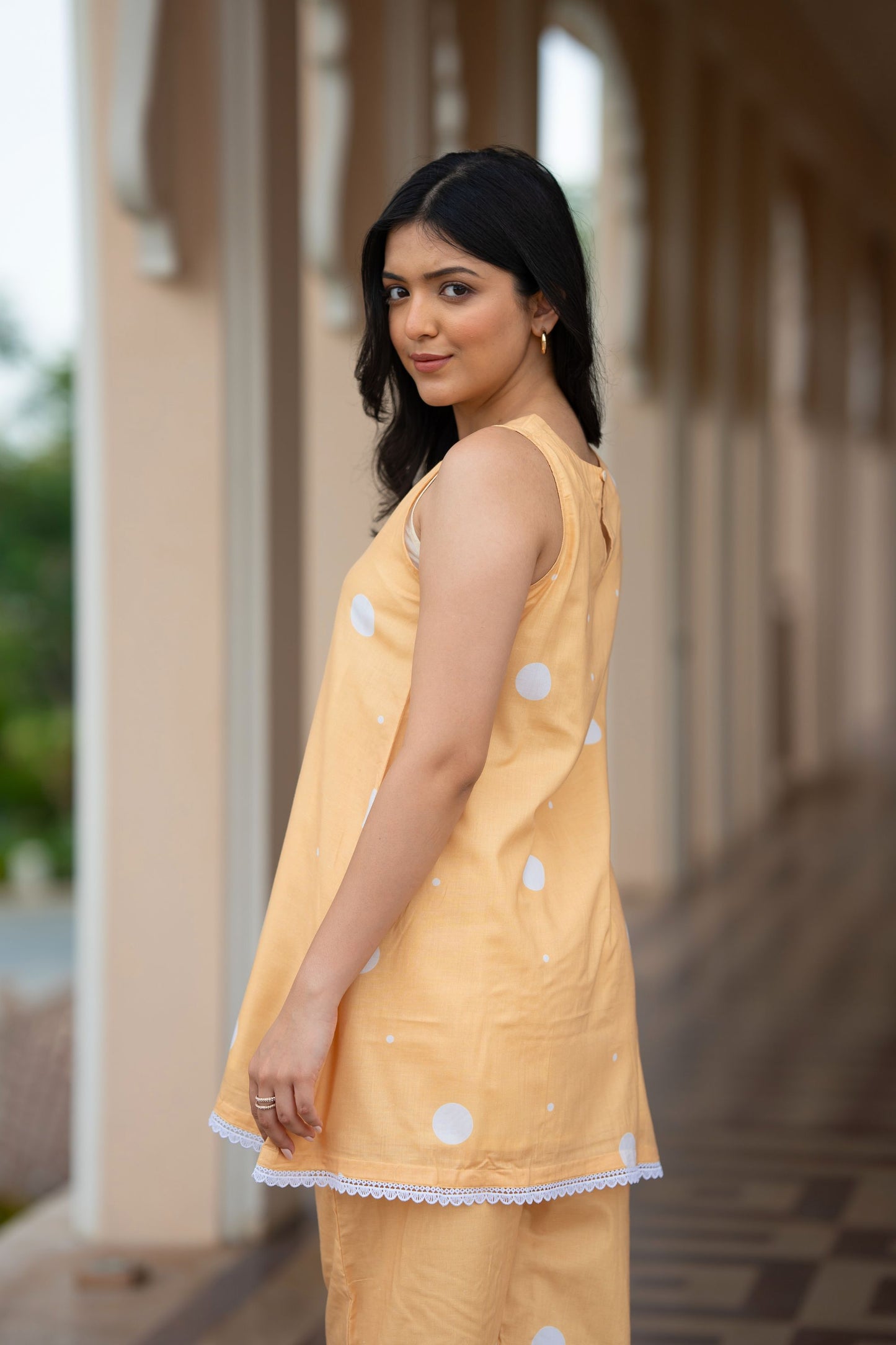 Melon Polka Kurta Set
