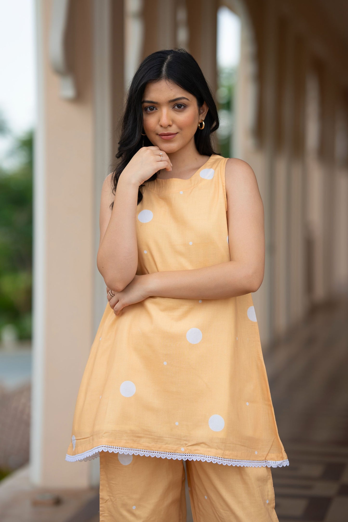 Melon Polka Kurta Set