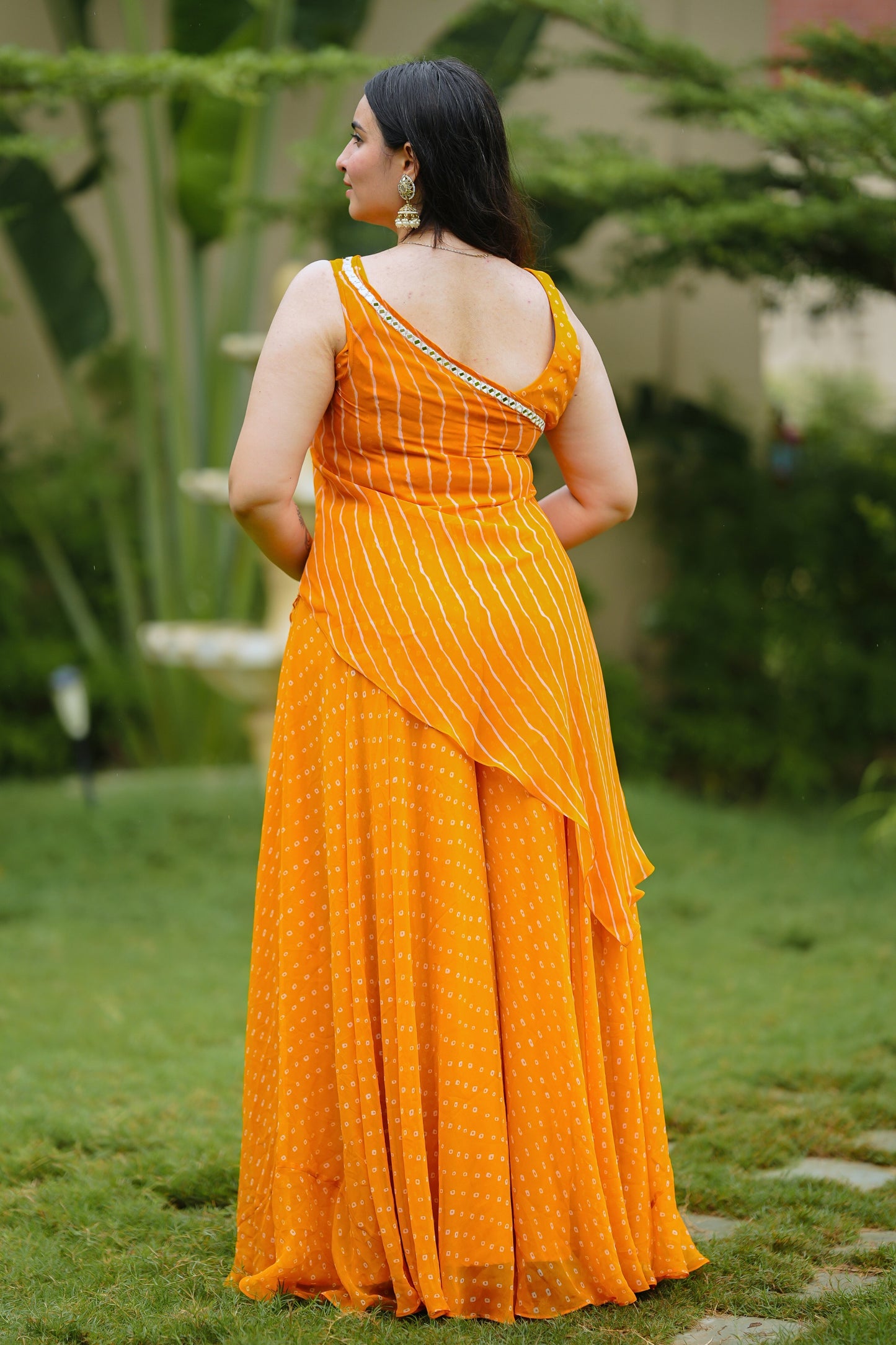Orange Leheriya Kurta Set