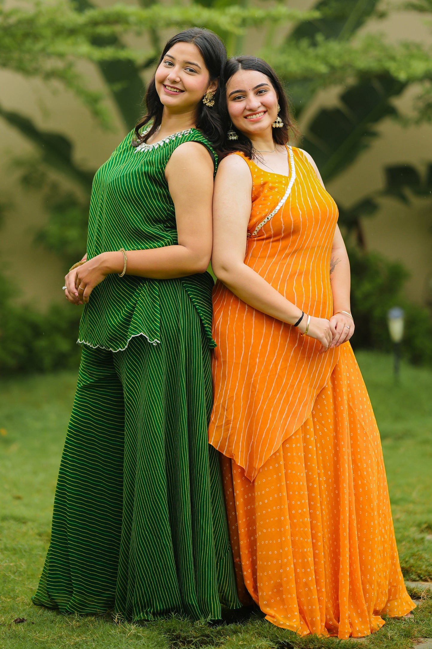 Orange Leheriya Kurta Set