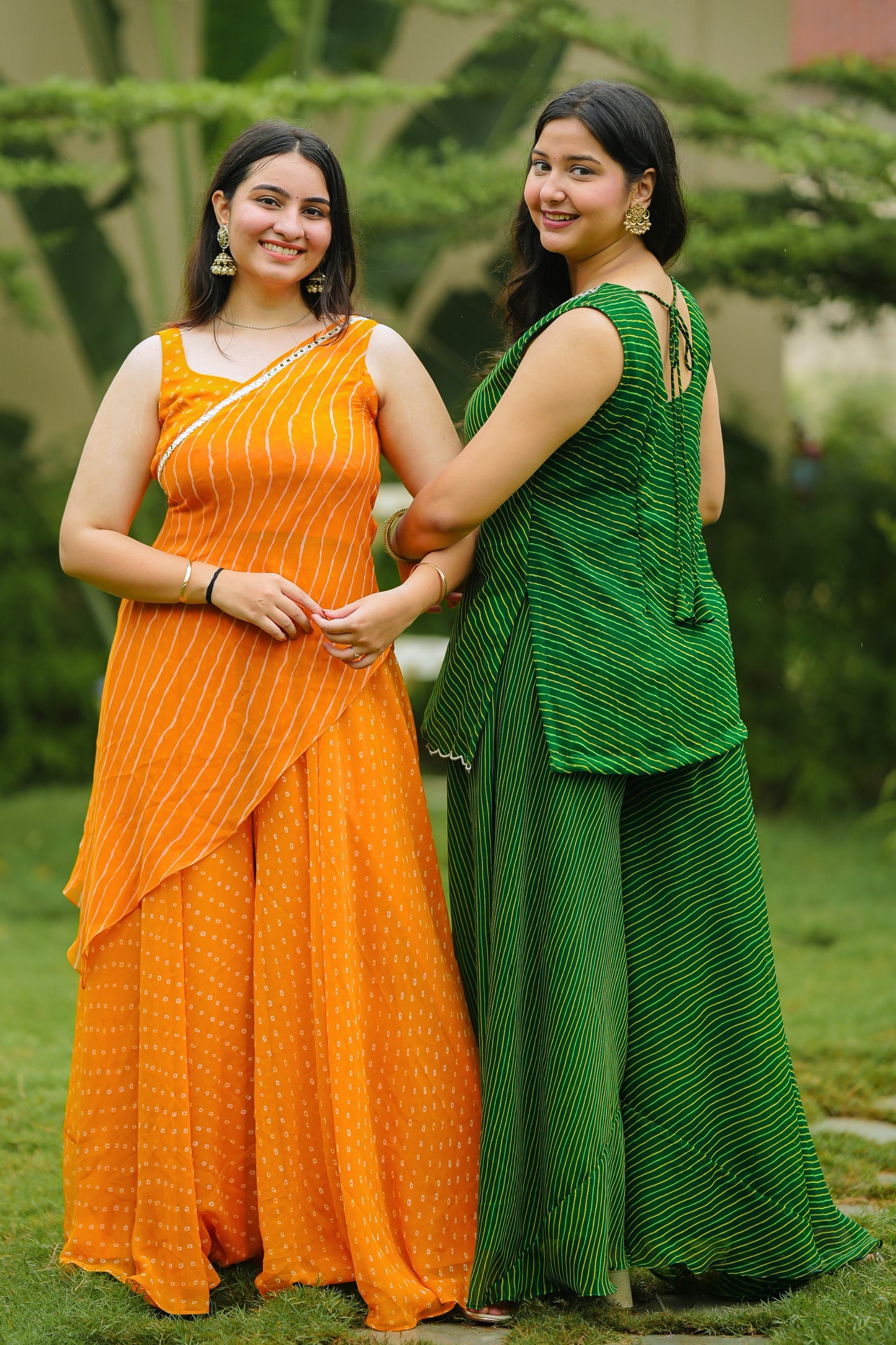 Orange Leheriya Kurta Set