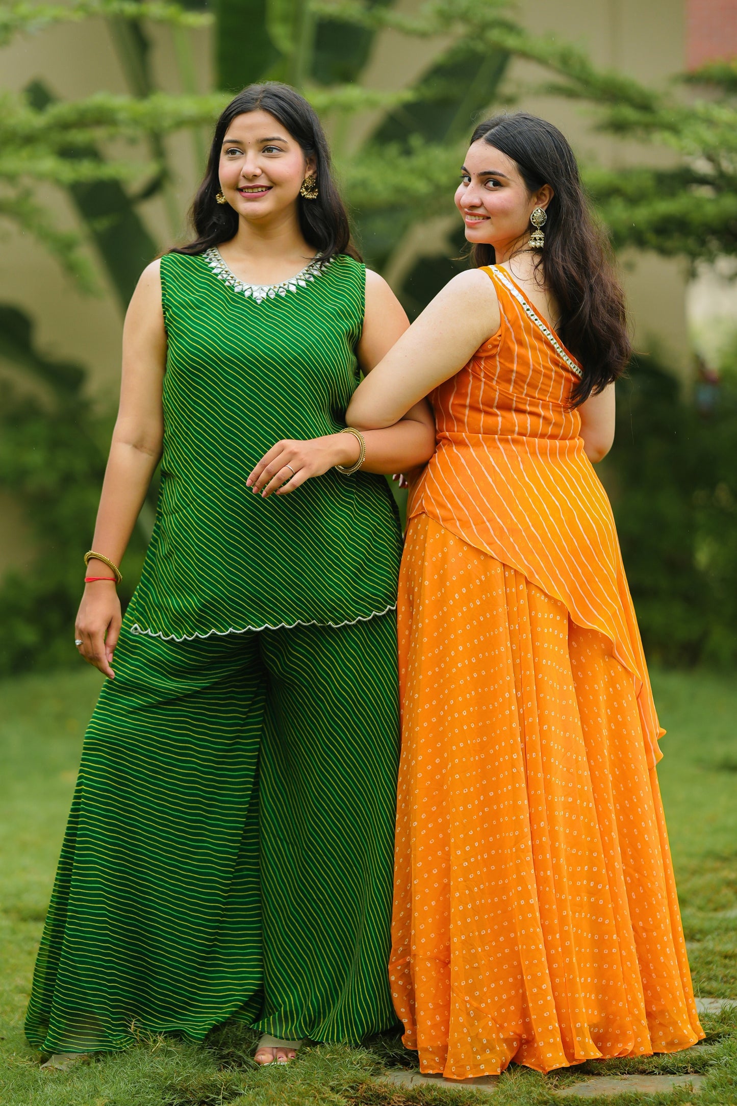 Orange Leheriya Kurta Set