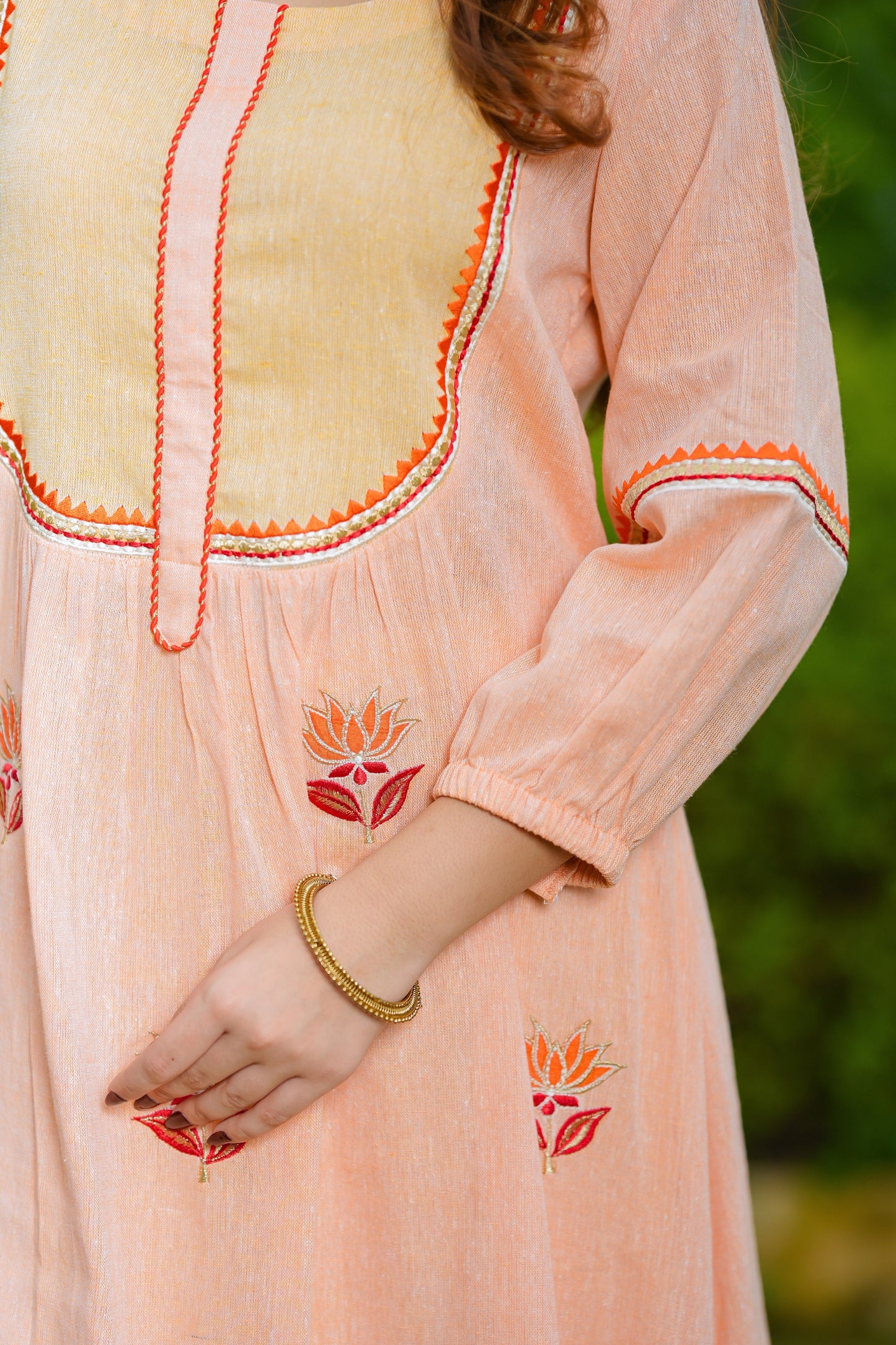 Peach Lotus Cotton Suit Set