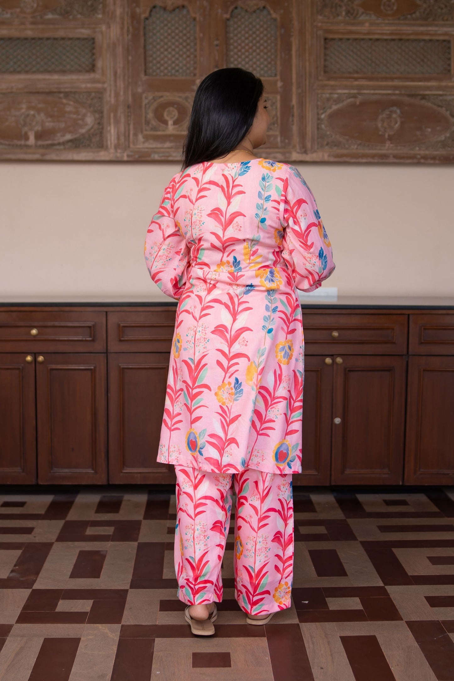 Pink Floral Kurta Set