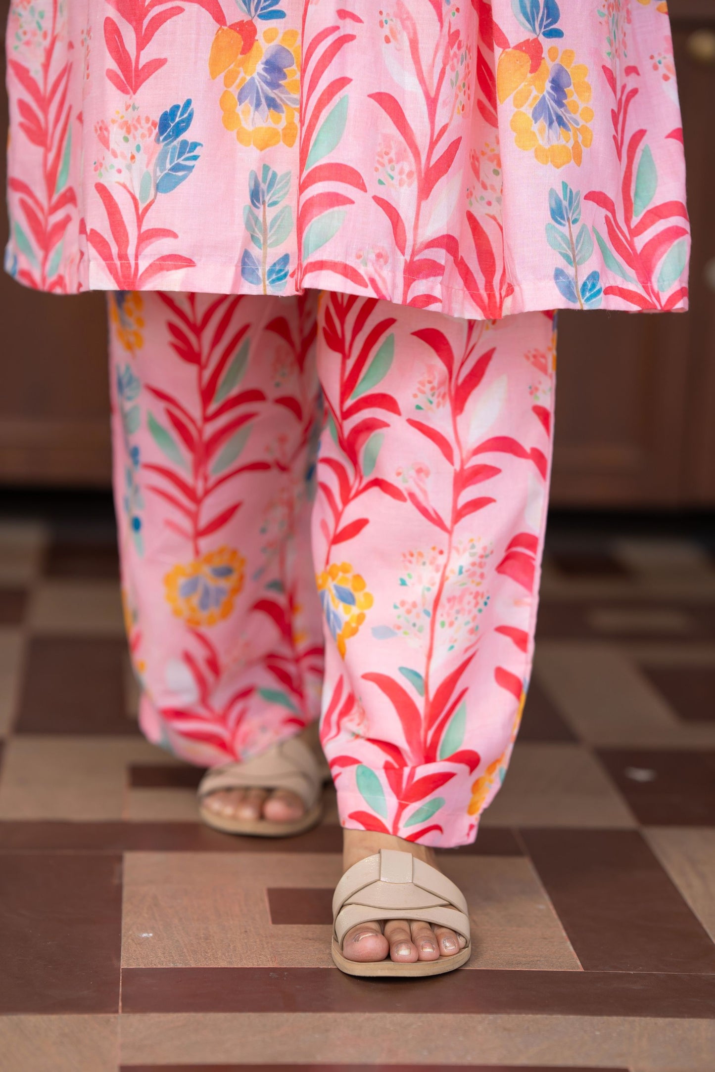 Pink Floral Kurta Set
