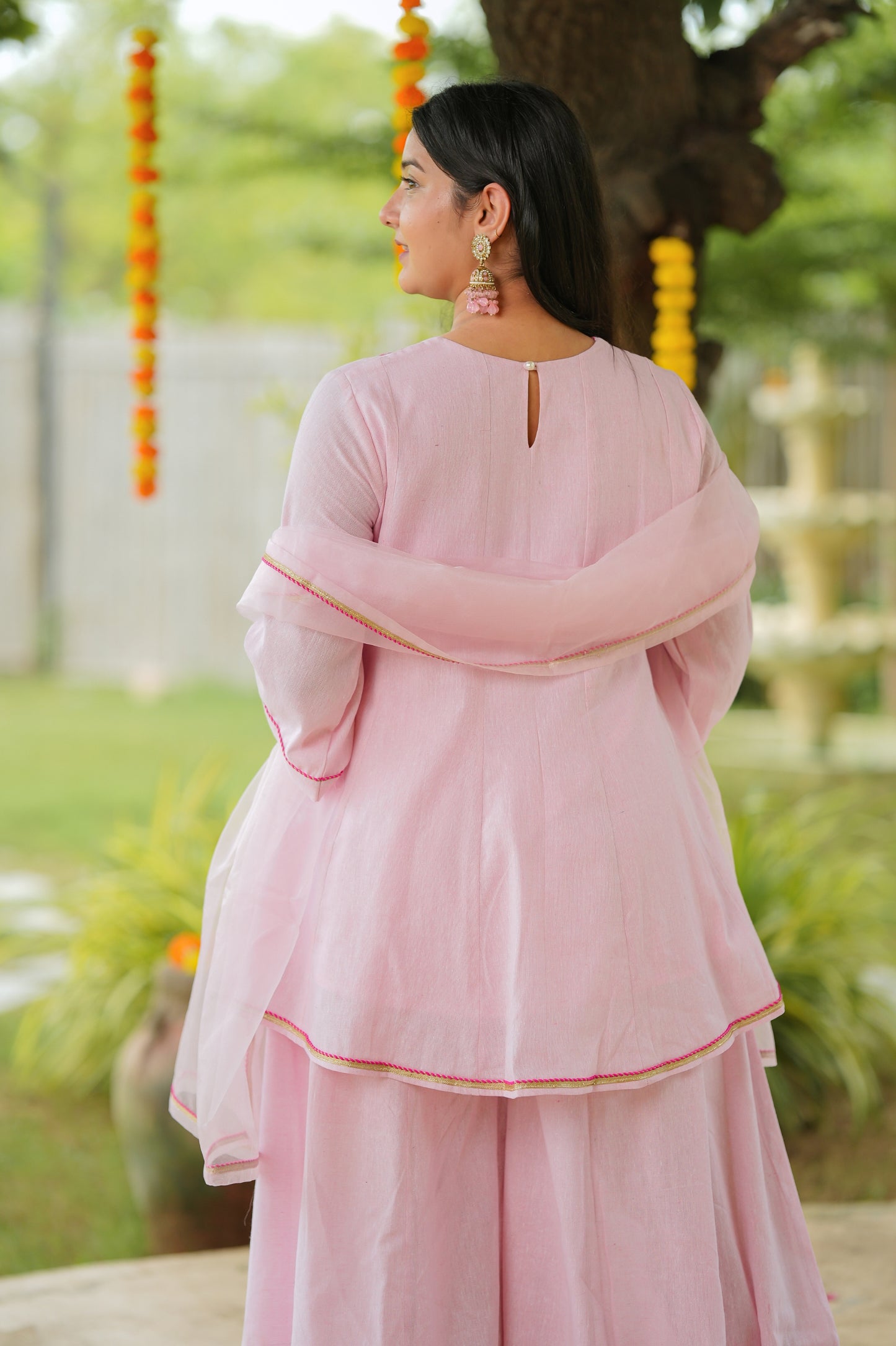Pink Lotus Sharara Cotton Suit Set