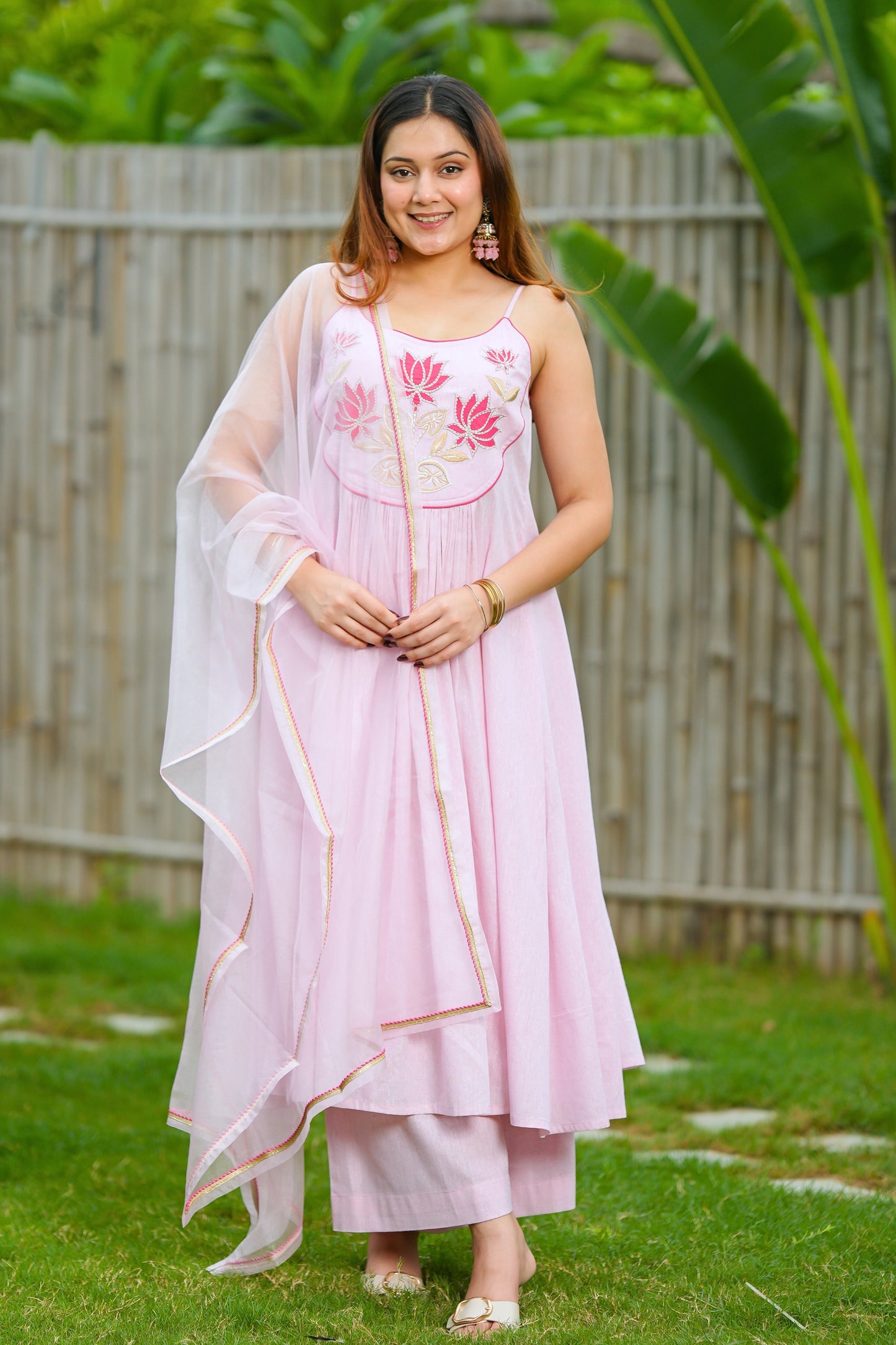 Pink Lotus Cotton Suit Set