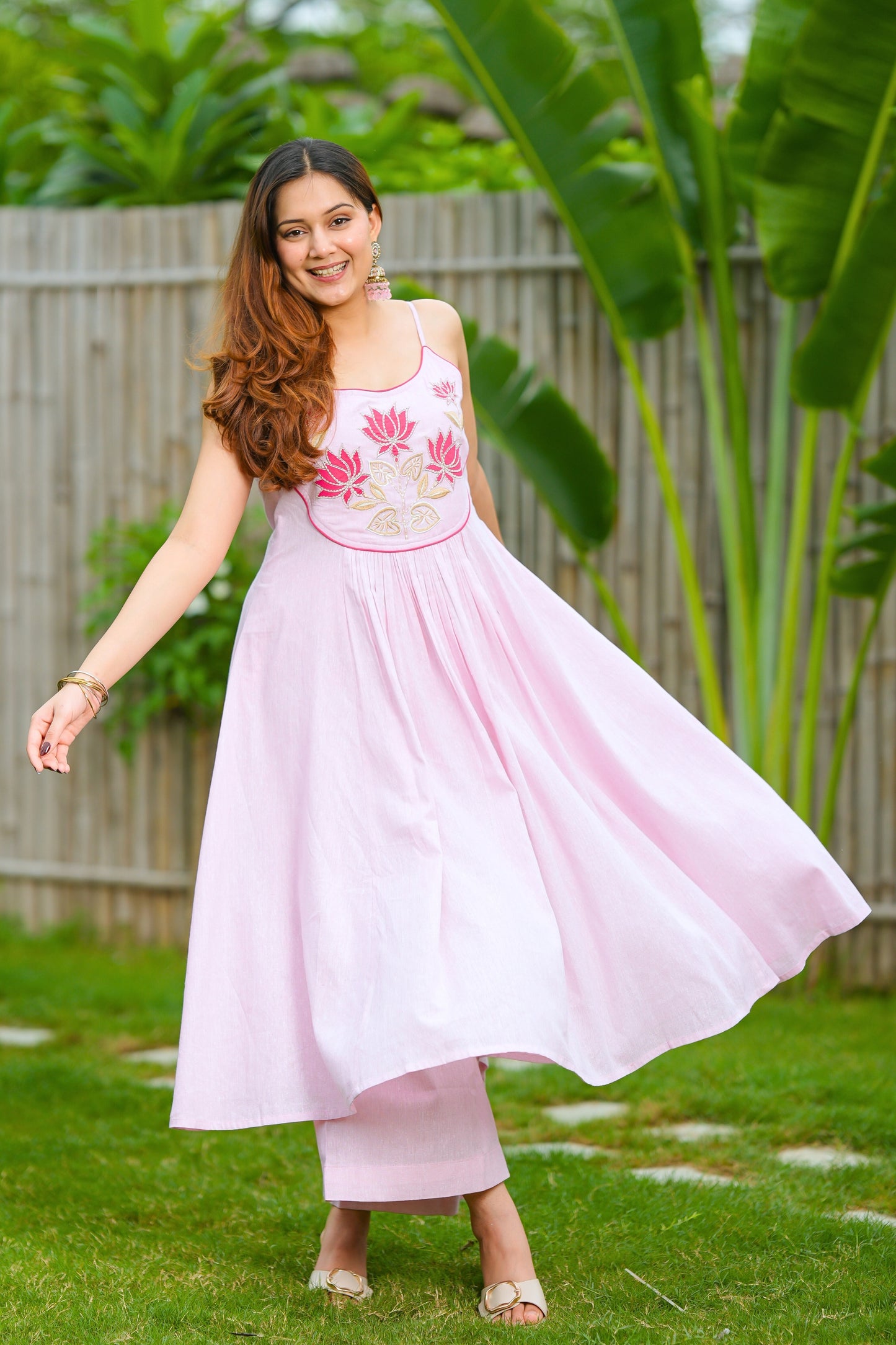 Pink Lotus Cotton Suit Set