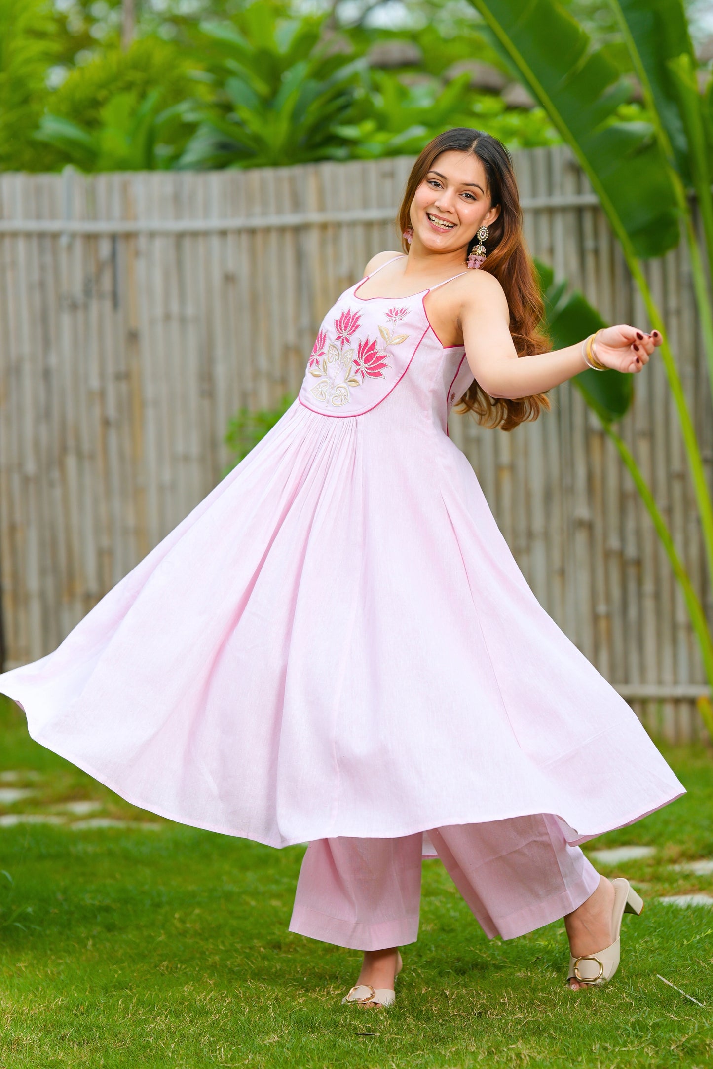 Pink Lotus Cotton Suit Set