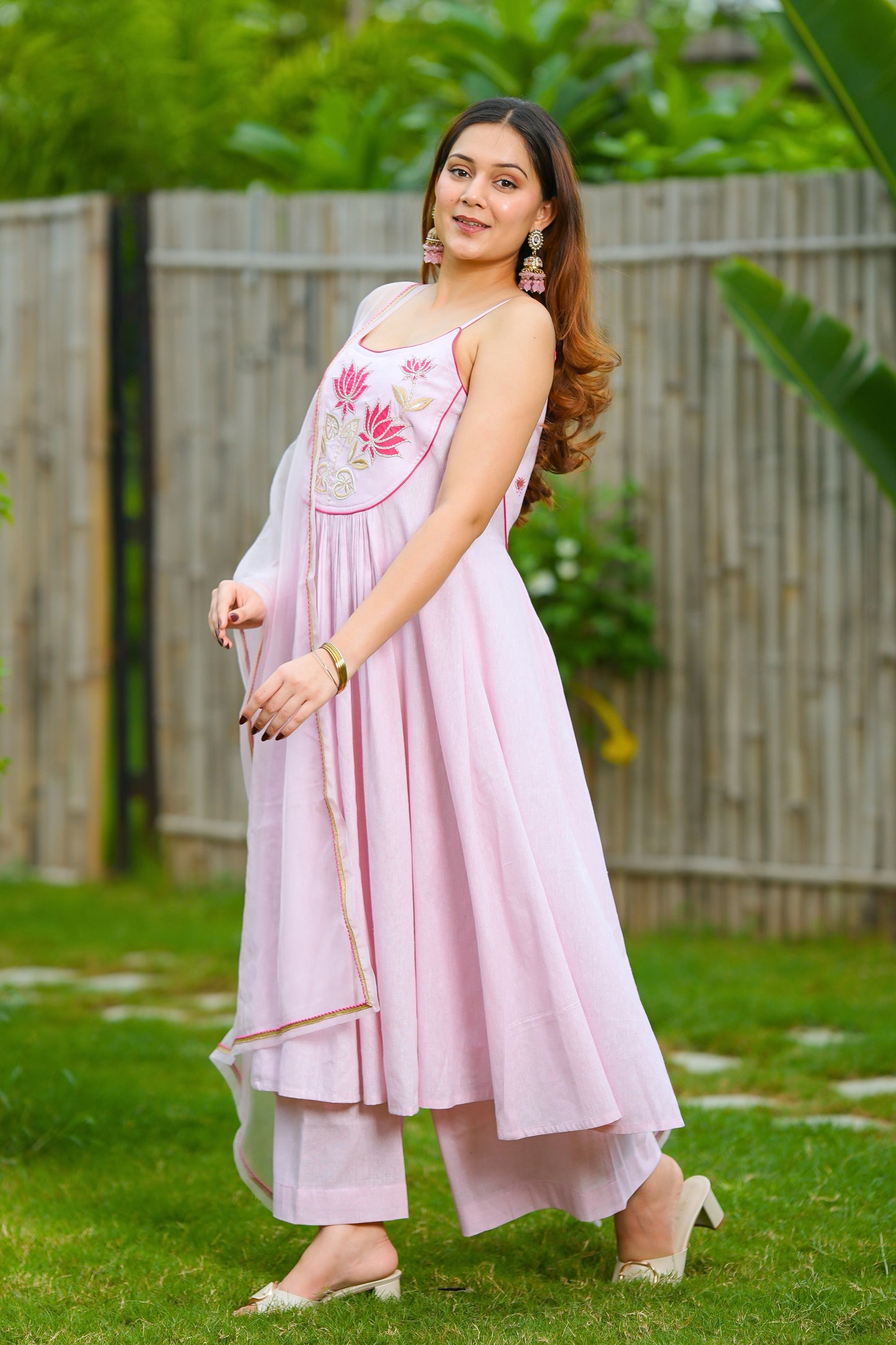 Pink Lotus Cotton Suit Set