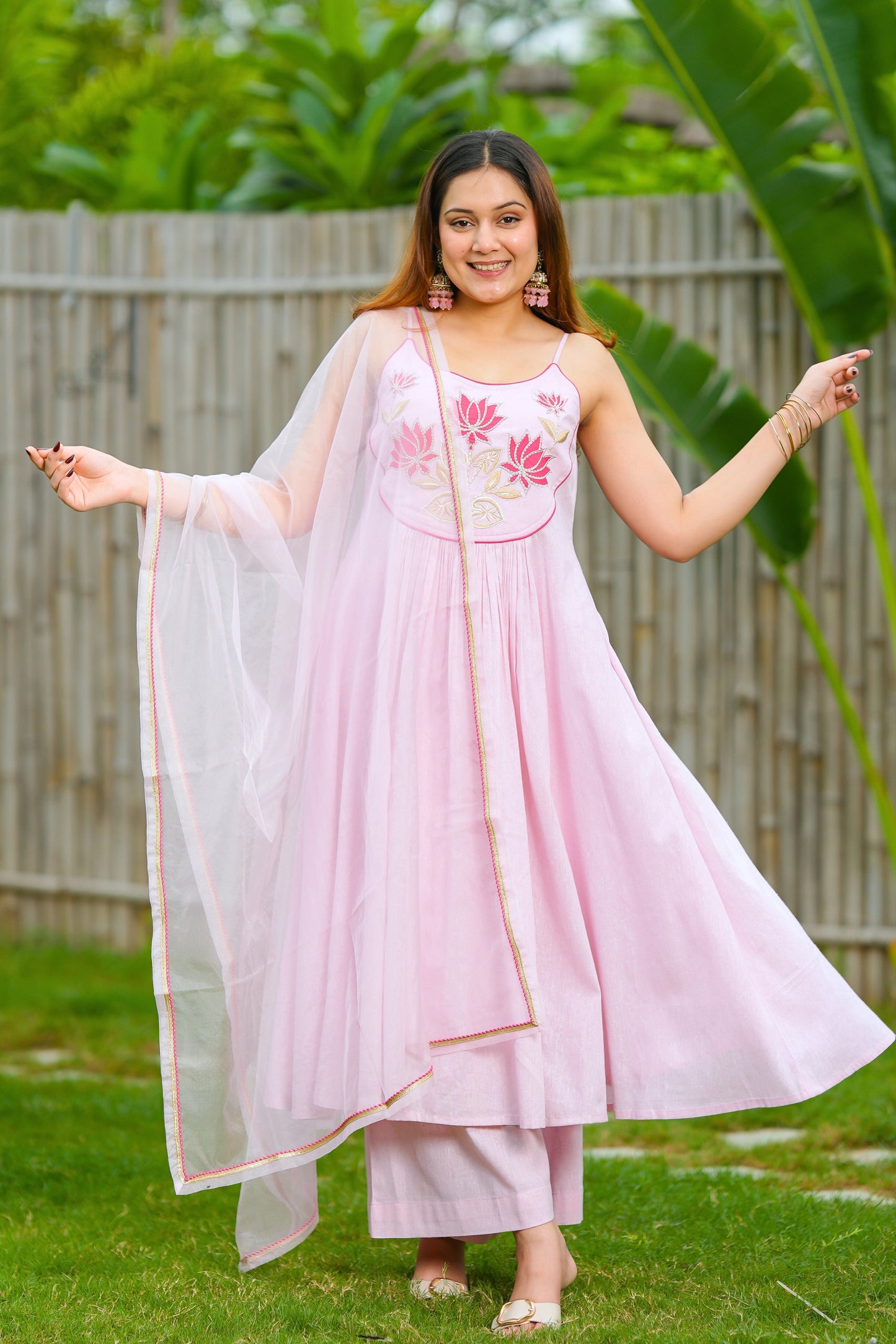 Pink Lotus Cotton Suit Set