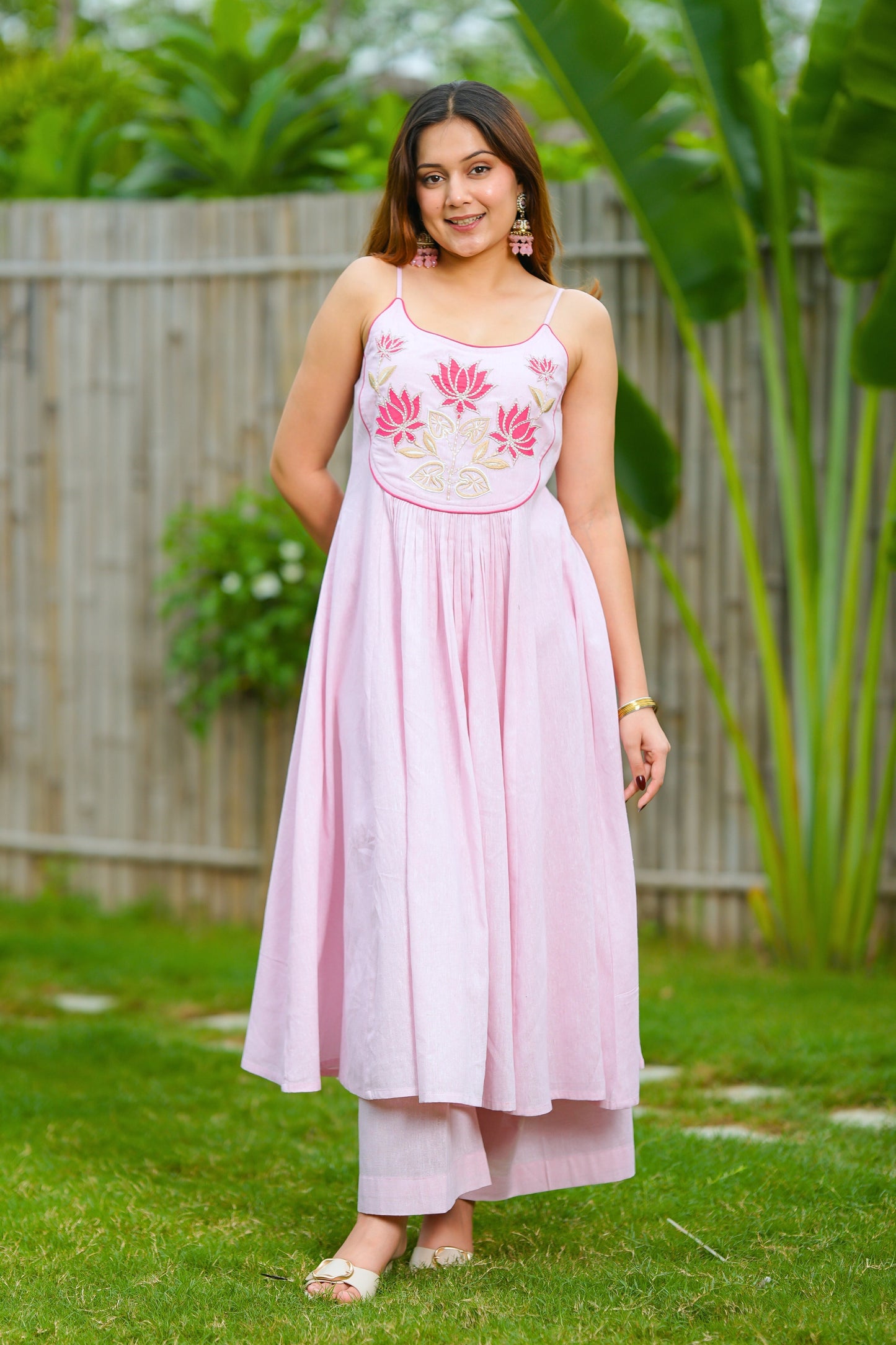 Pink Lotus Cotton Suit Set