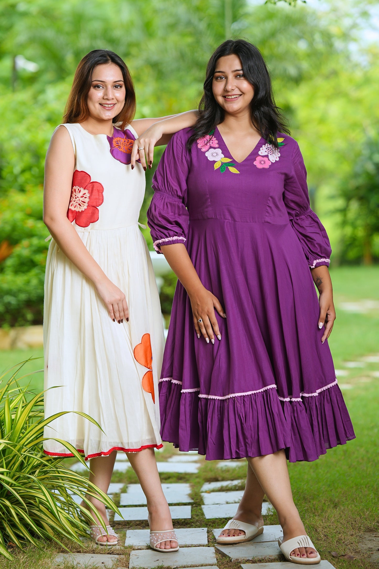 Purple Mulmul Floral Dress