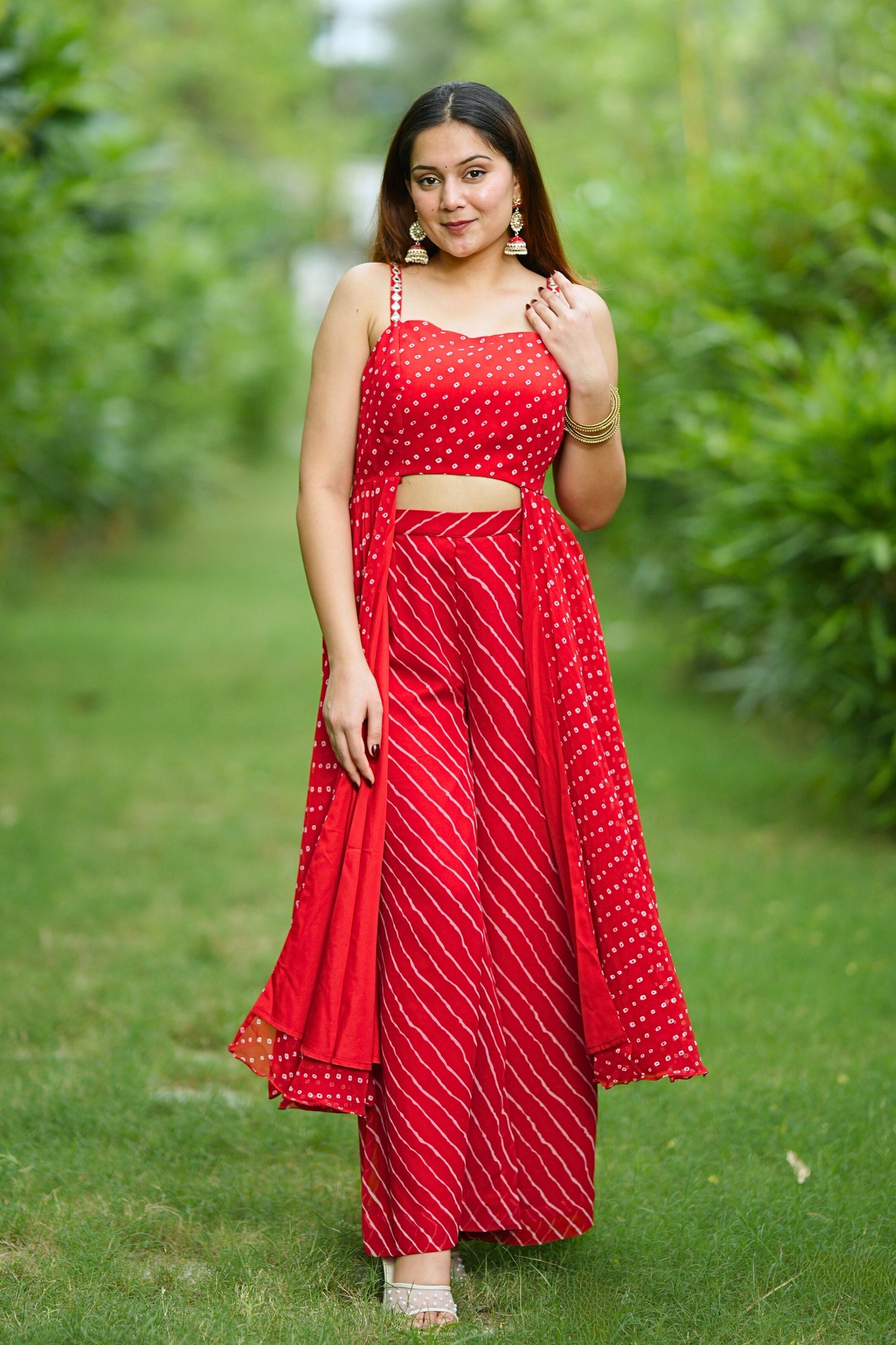 Red Leheriya Coord Set