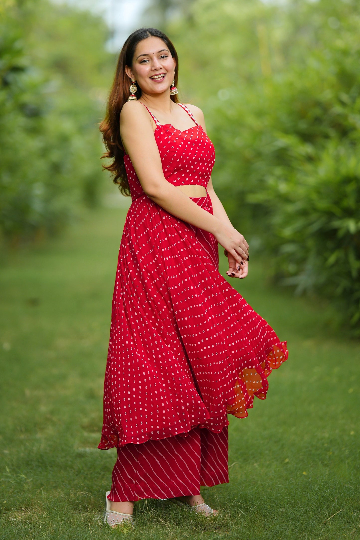 Red Leheriya Coord Set