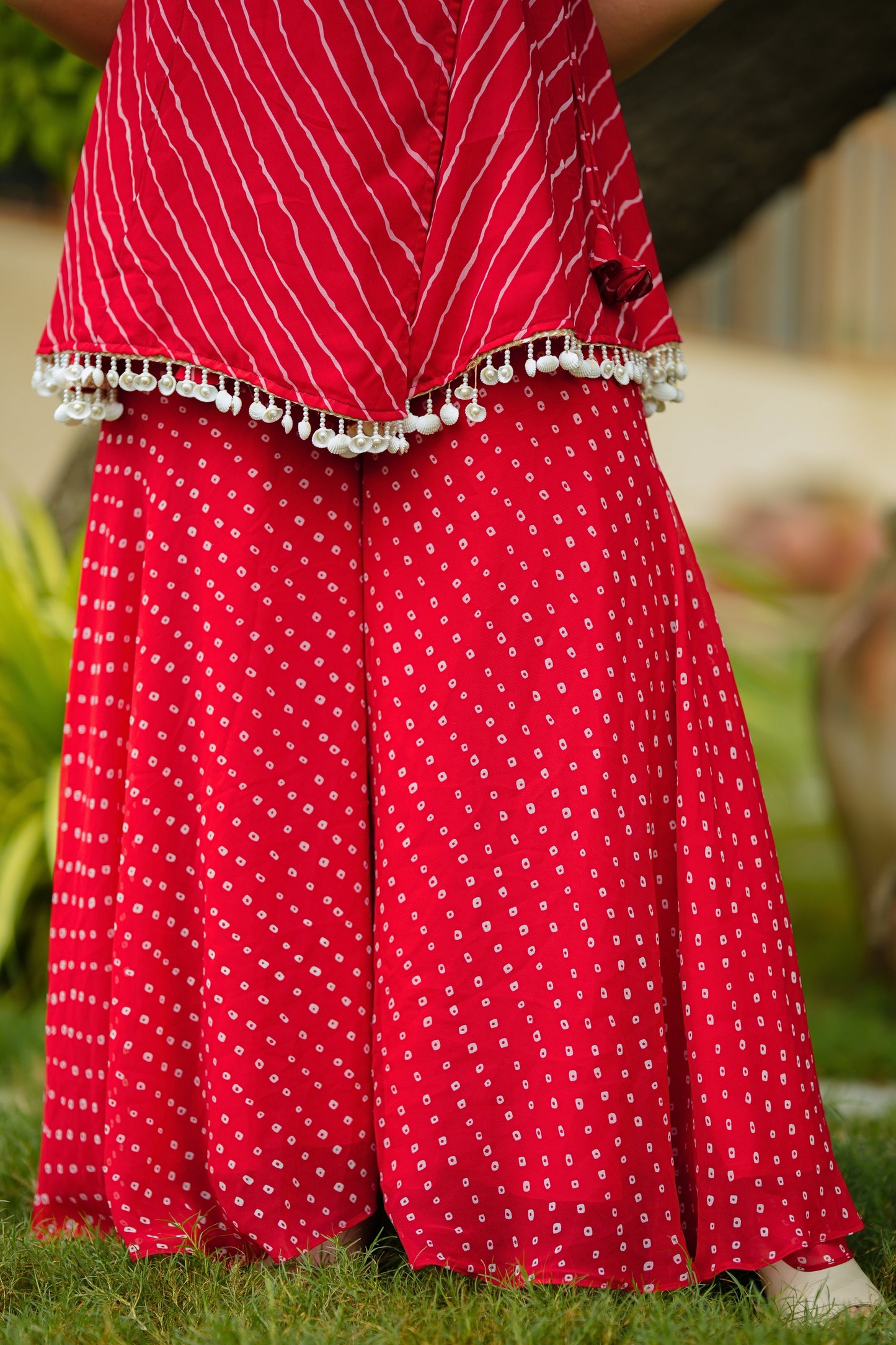 Red Leheriya Kurta Set