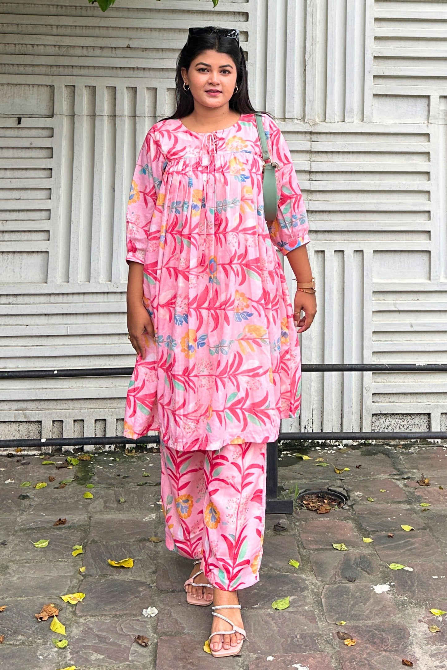 Pink Floral Kurta Set