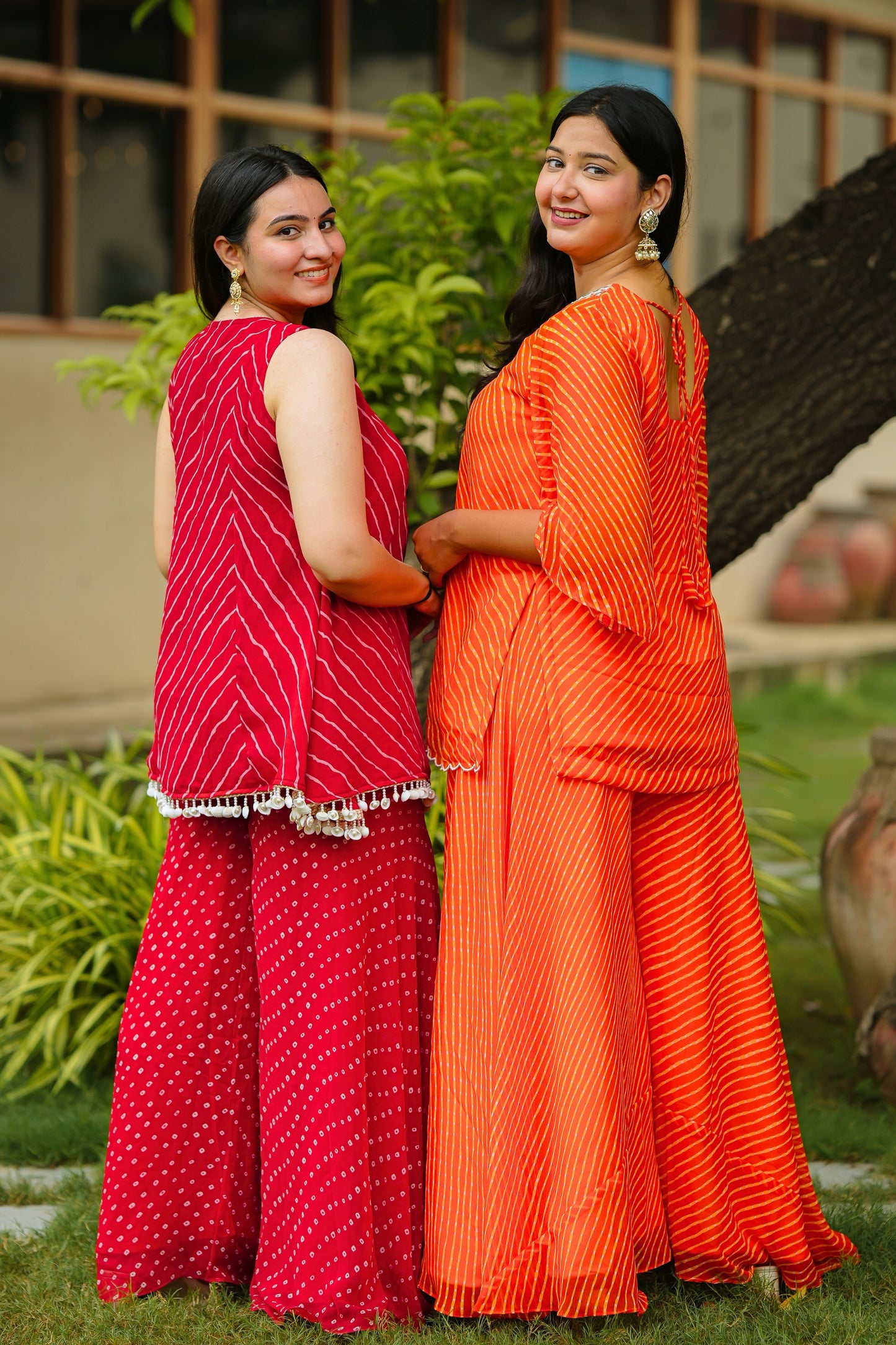 Red Leheriya Kurta Set
