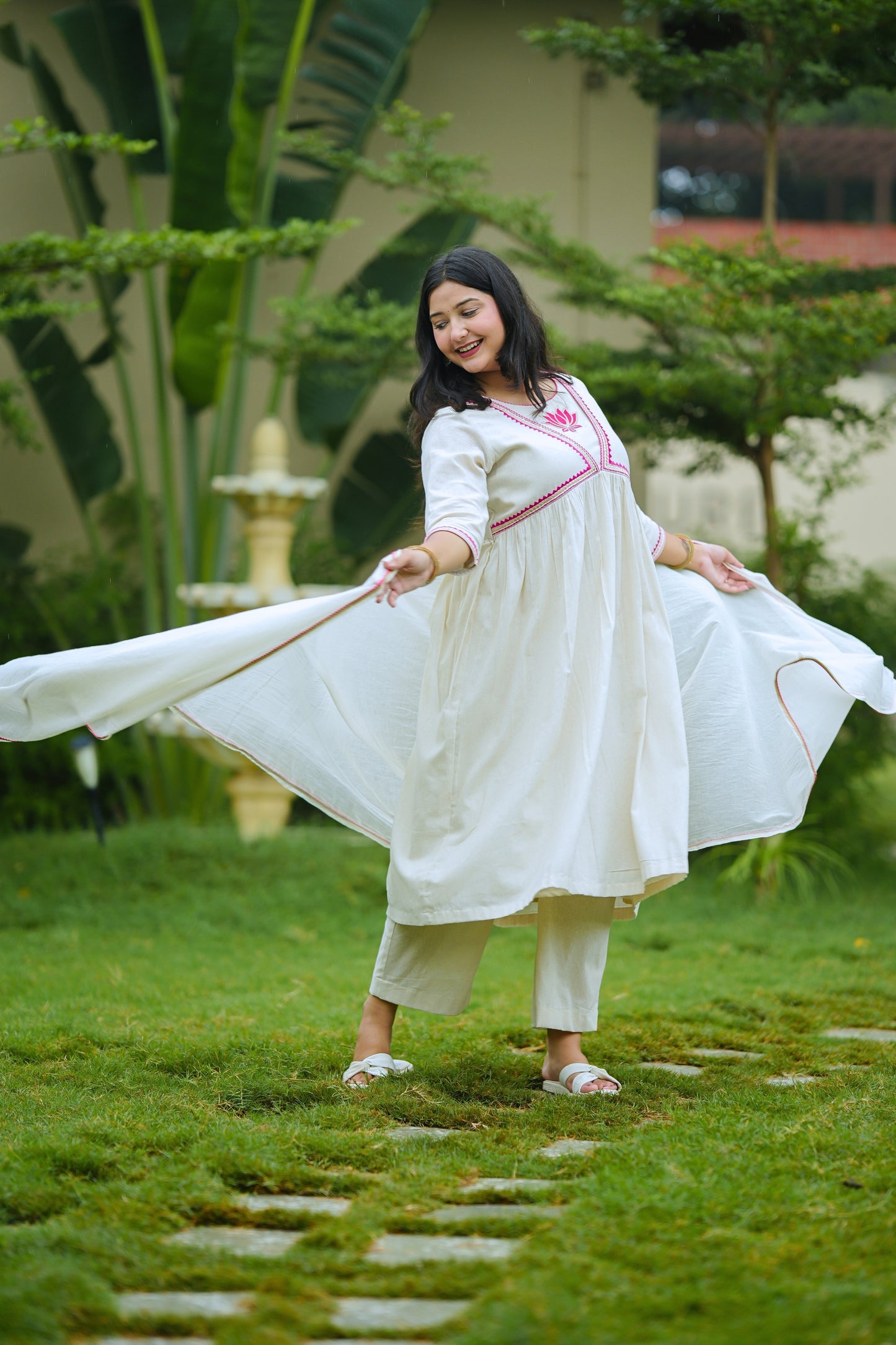 White Lotus Cotton Suit Set