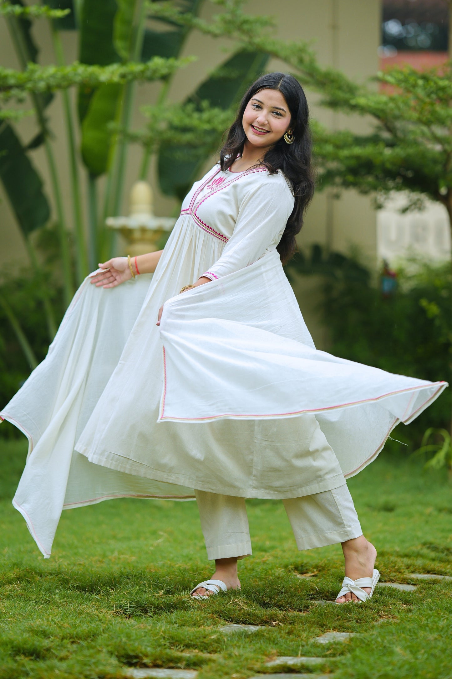 White Lotus Cotton Suit Set