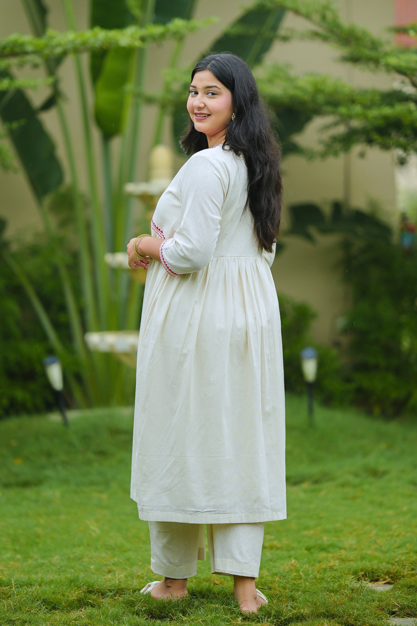 White Lotus Cotton Suit Set